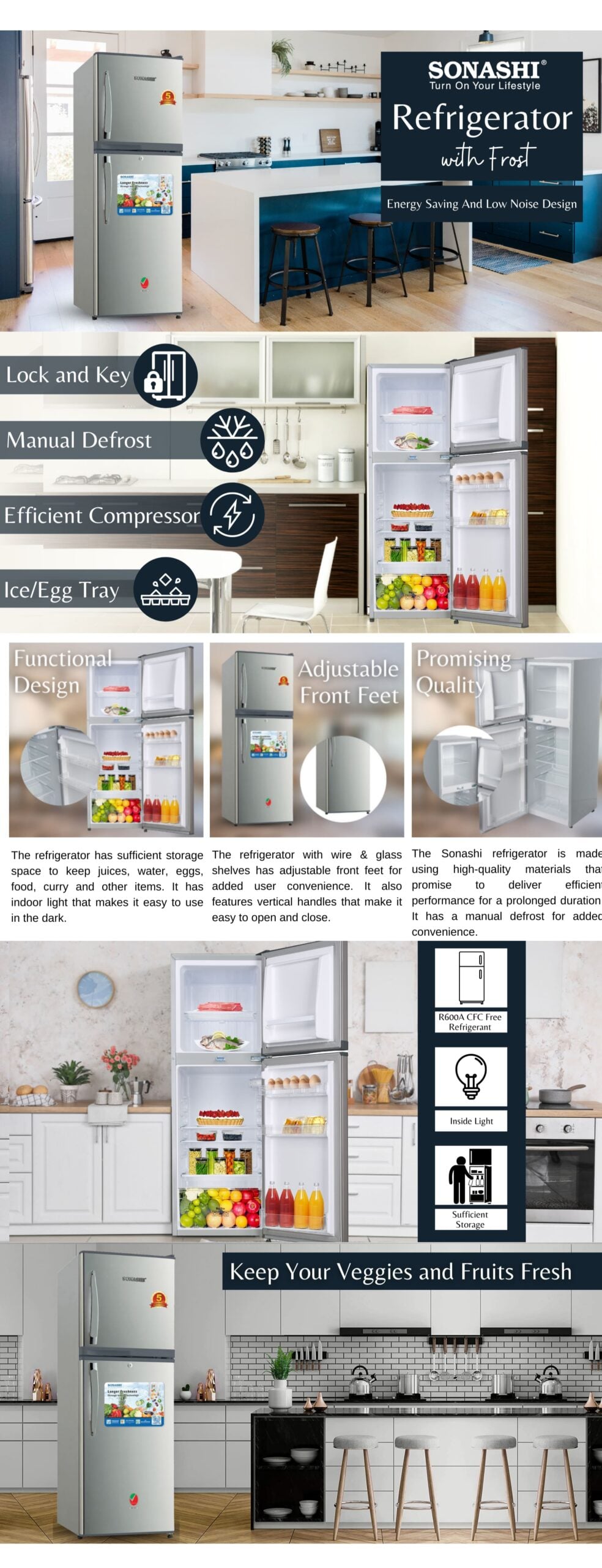 Sonashi Refrigerator with Frost SFD-198 brochure