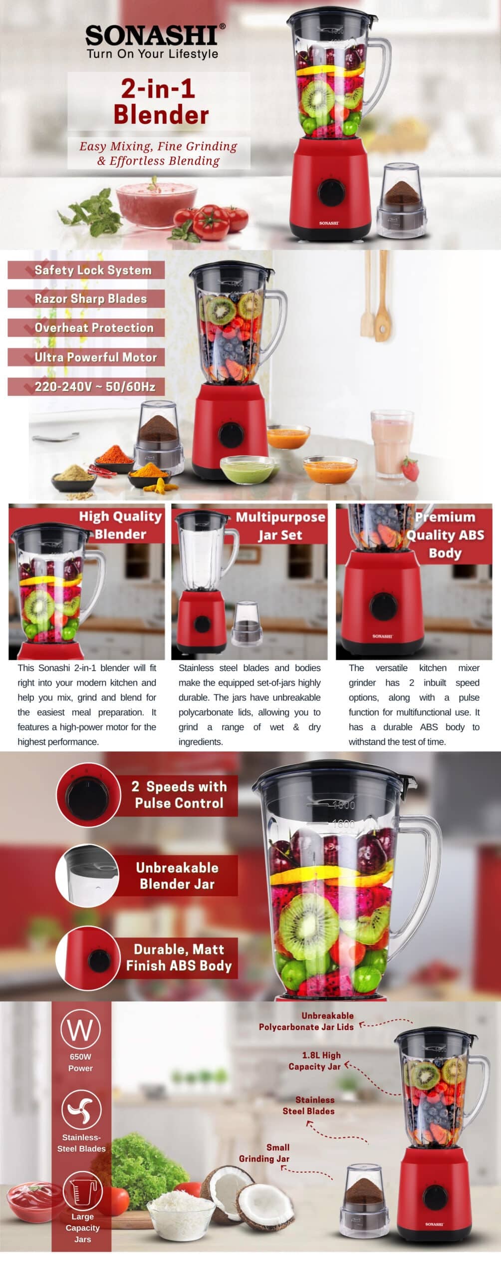 Sonashi 2 IN 1 Blender SB-154 brochure