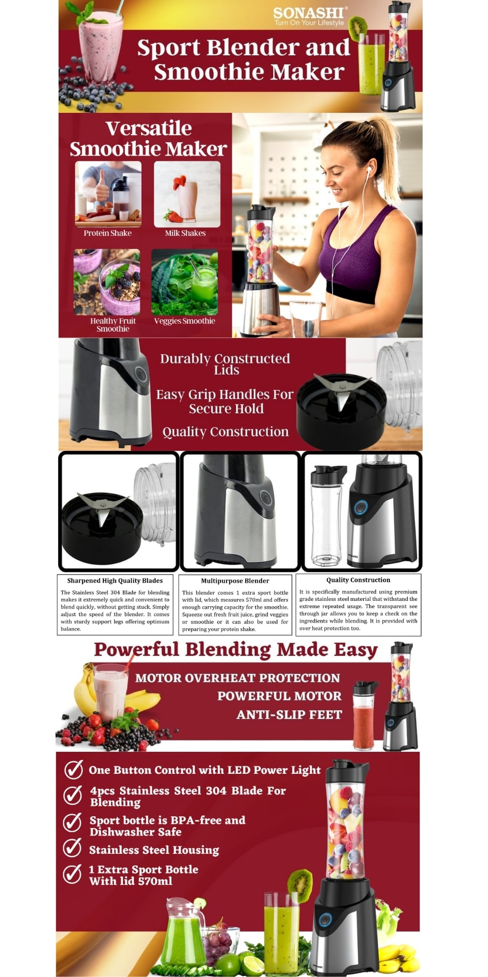 Sonashi Sport Blender / Smoothie Maker SB-184 brochure