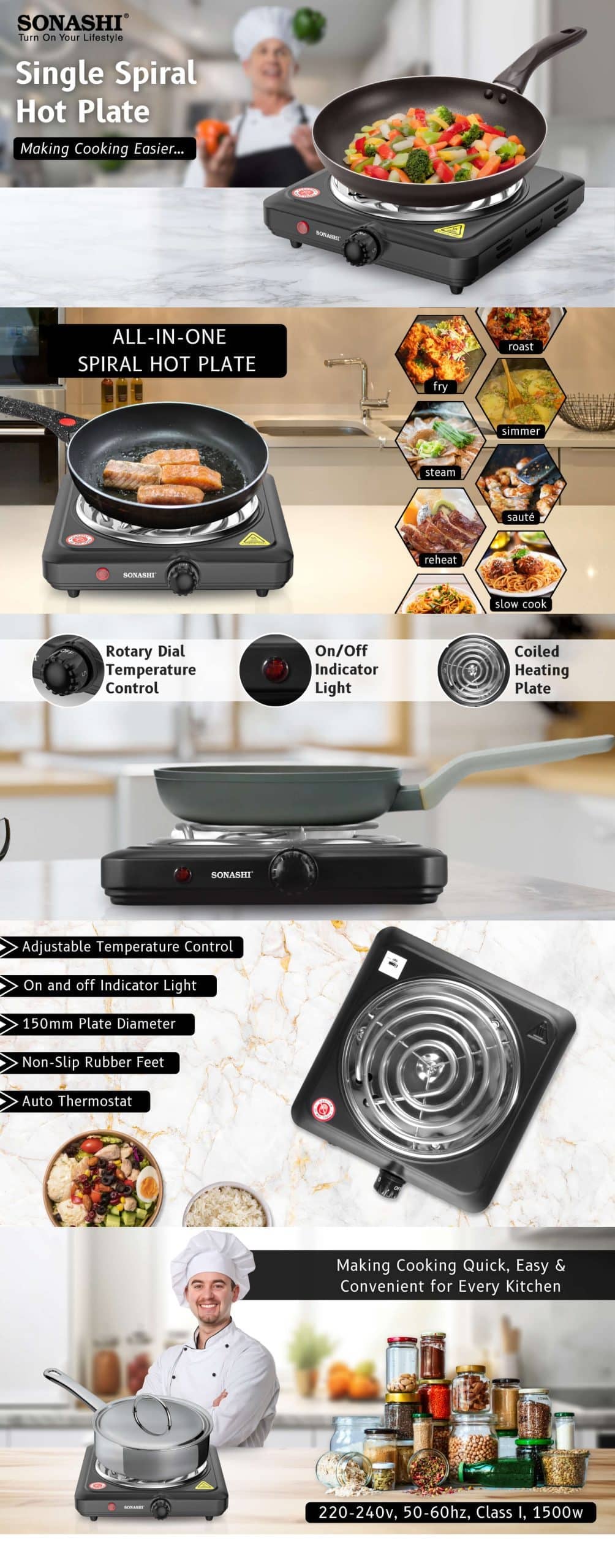 Sonashi Single Spiral Hot Plate SHP-609CN brochure