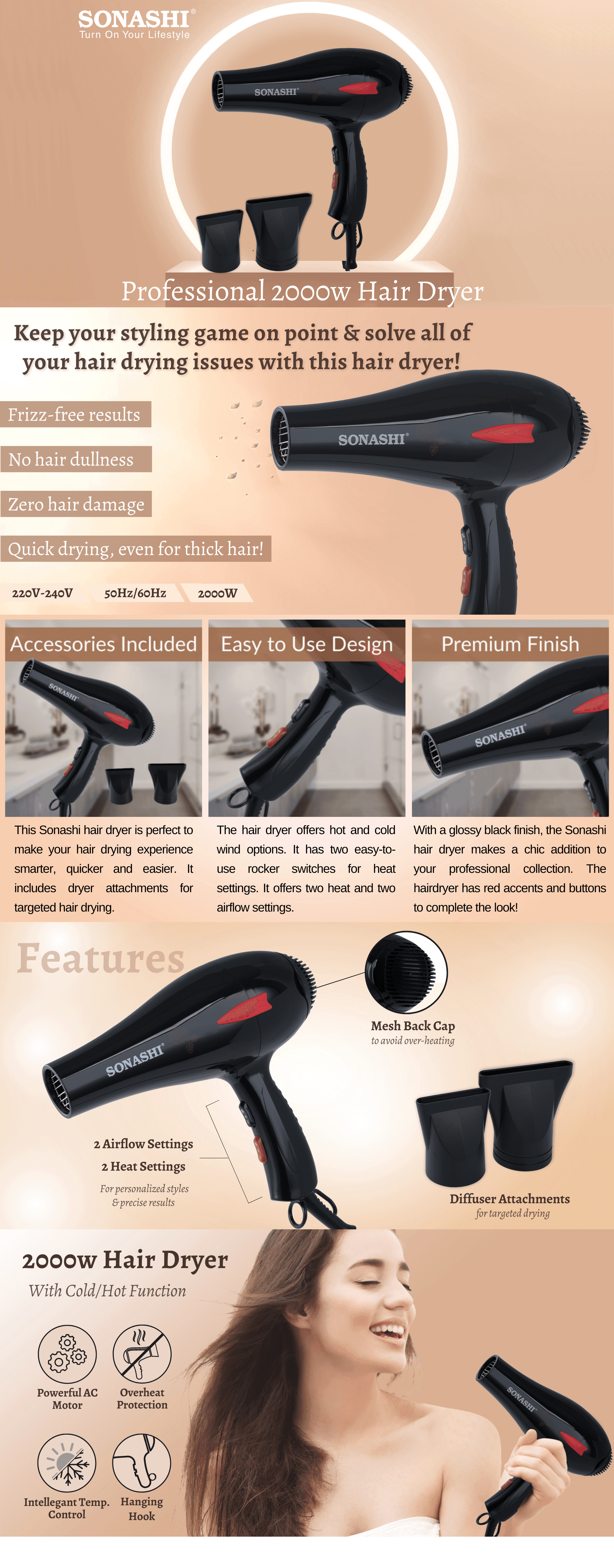 Sonashi Hair Dryer SHD-3009 brochure