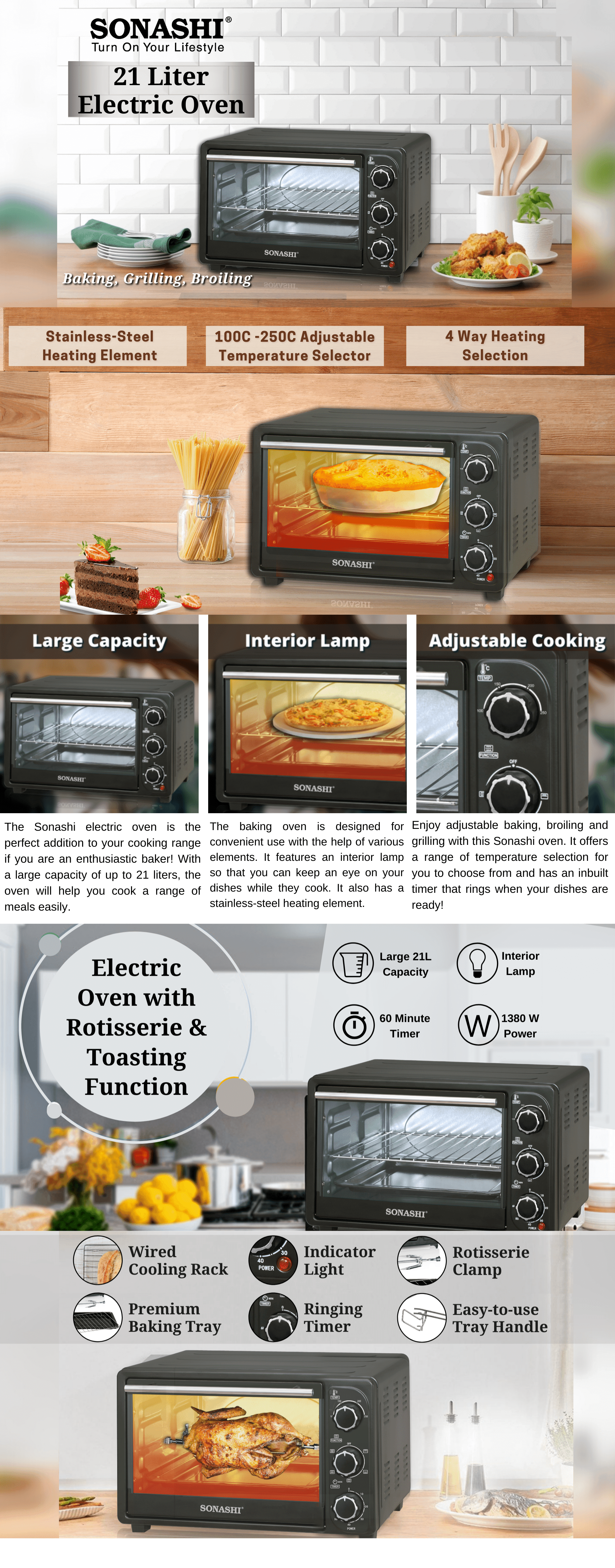 Sonashi 21 Litres Electric Oven STO-730 brochure