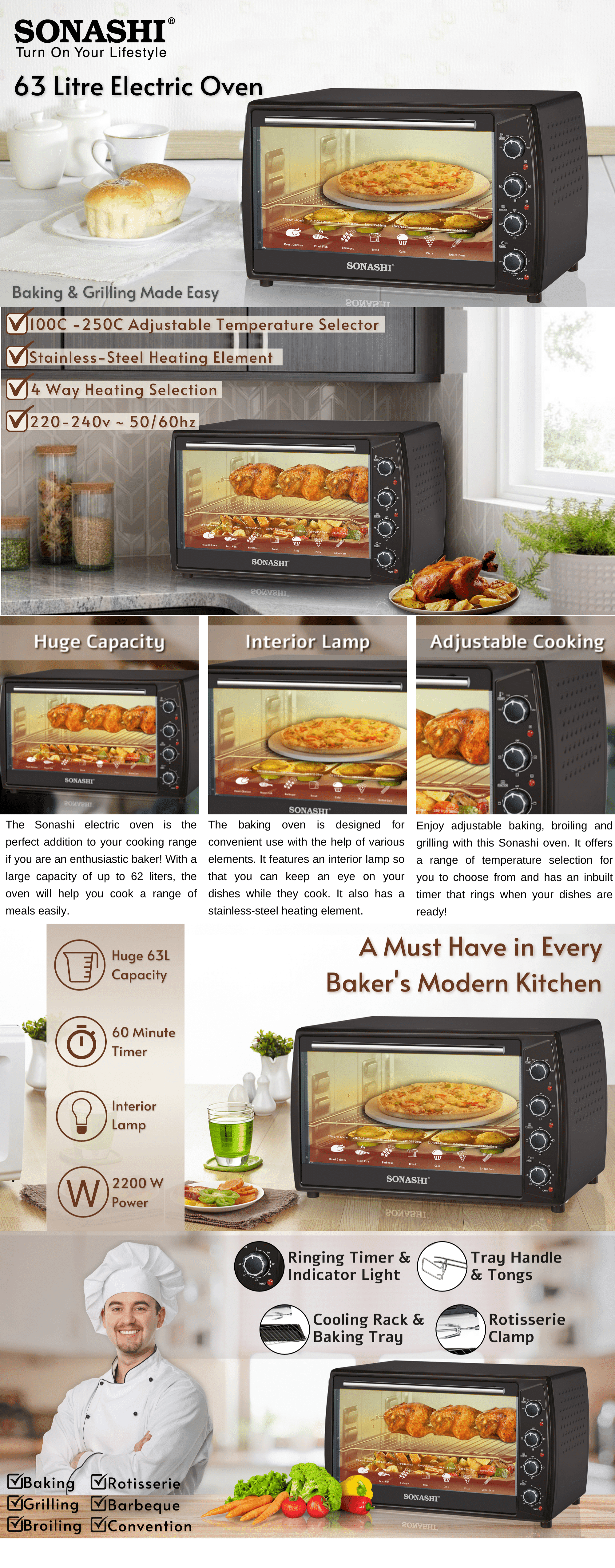 Sonashi 63 Litres Electric Oven STO-732 brochure