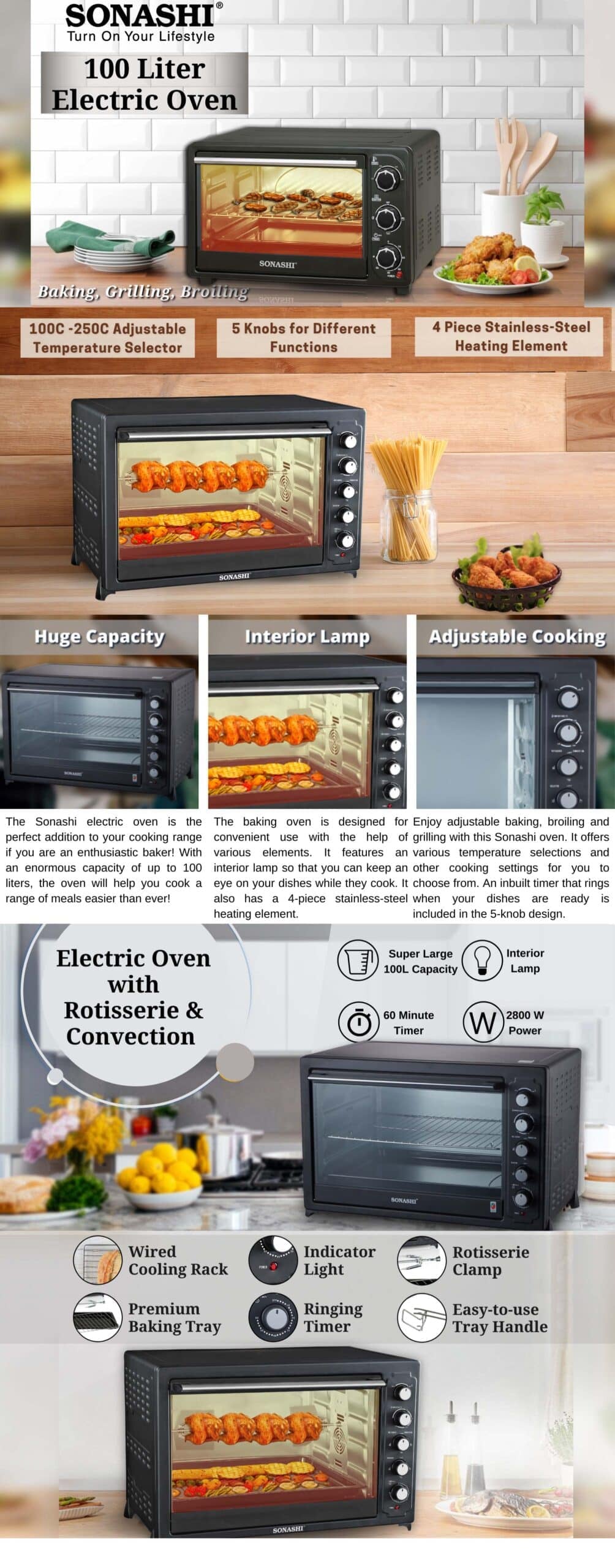 Sonashi 100 Litres Electric Oven STO-734 brochure