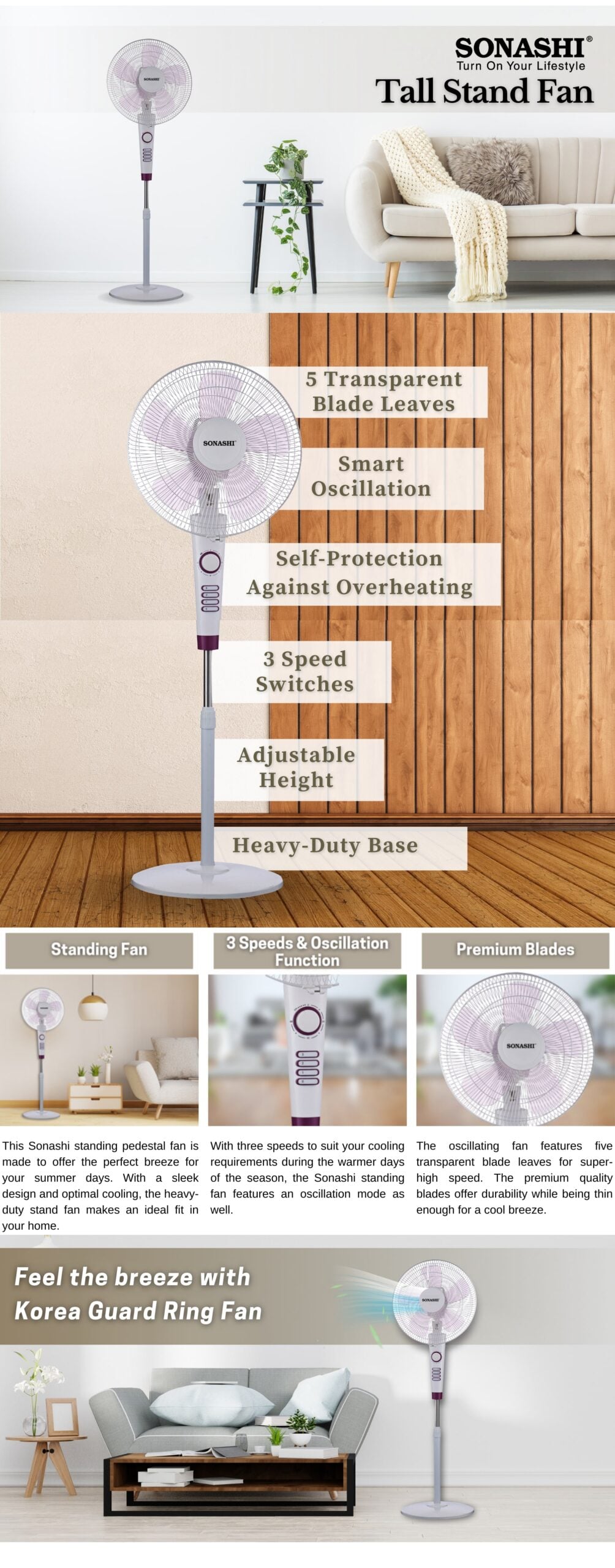 Sonashi 16-Inch Stand Fan SF-8026S brochure