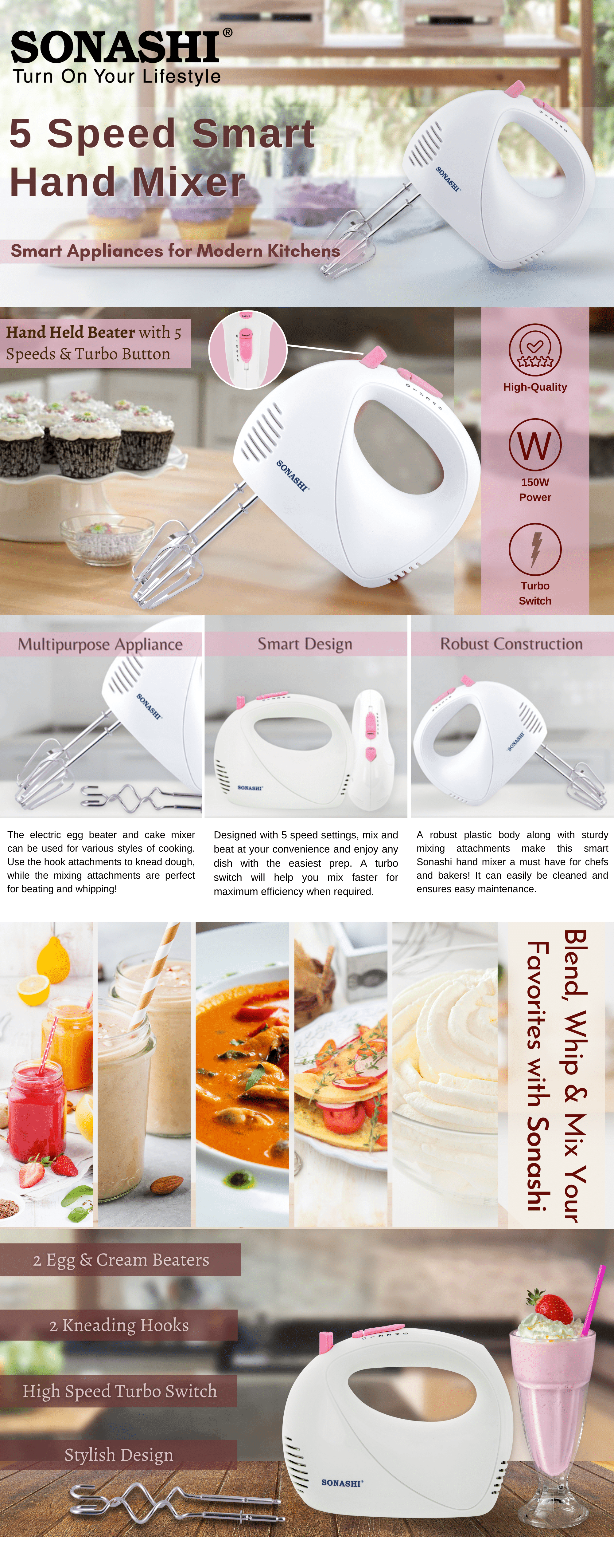 Sonashi 5 Speeds Hand Mixer SMX-144 brochure