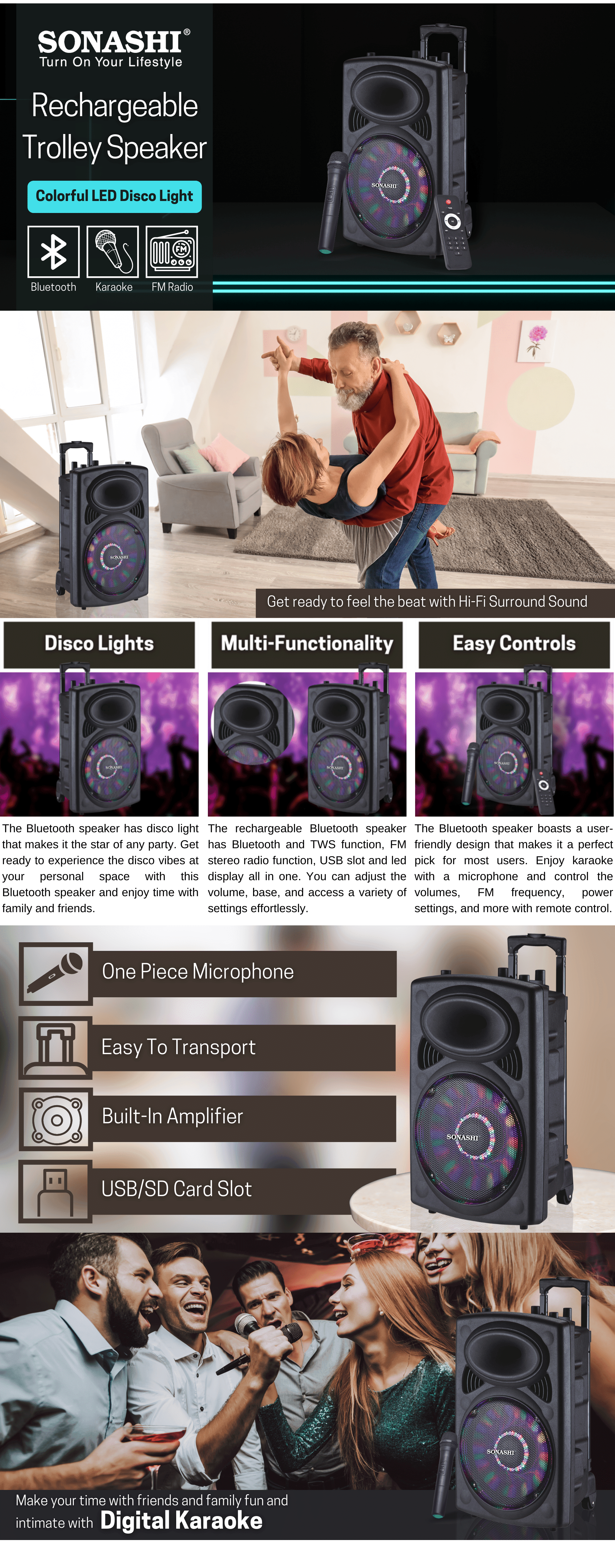 Sonashi Rechargeable Trolley Speaker SPS-7812RT brochure