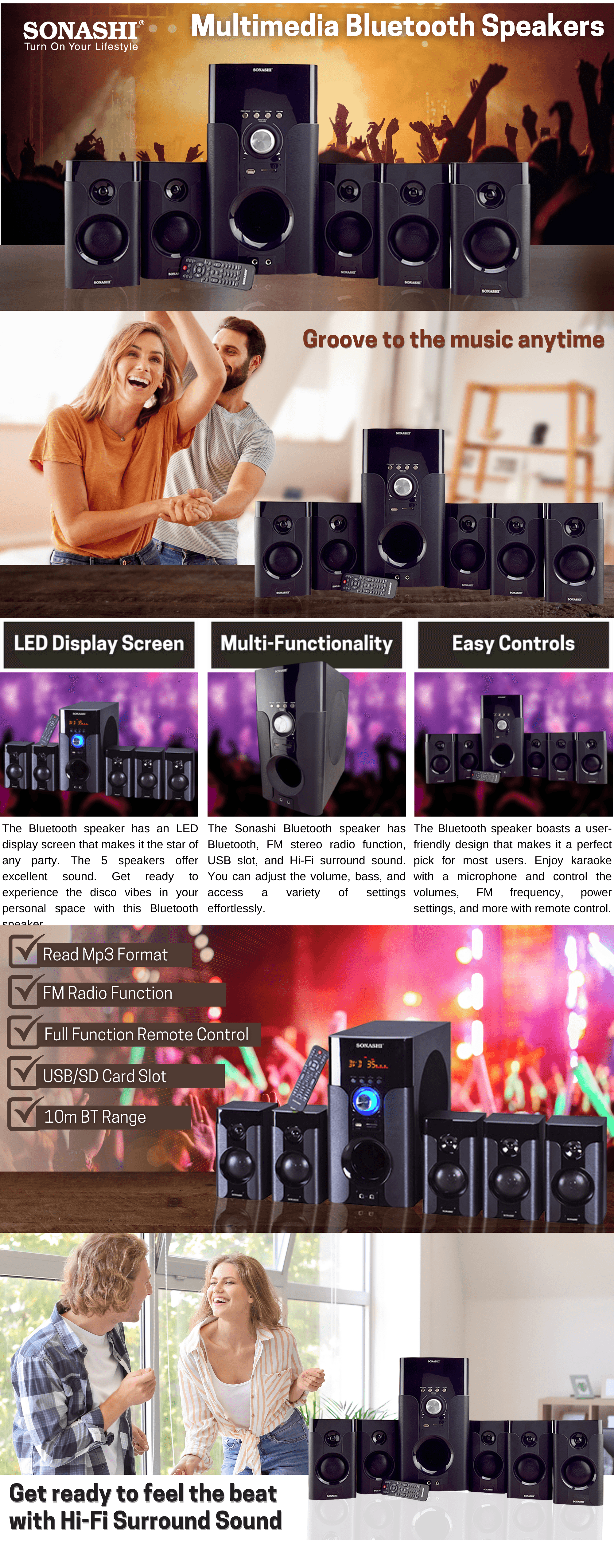 Sonashi 5.1 Channel Multimedia Bluetooth Speakers SHS-8037USRB brochure