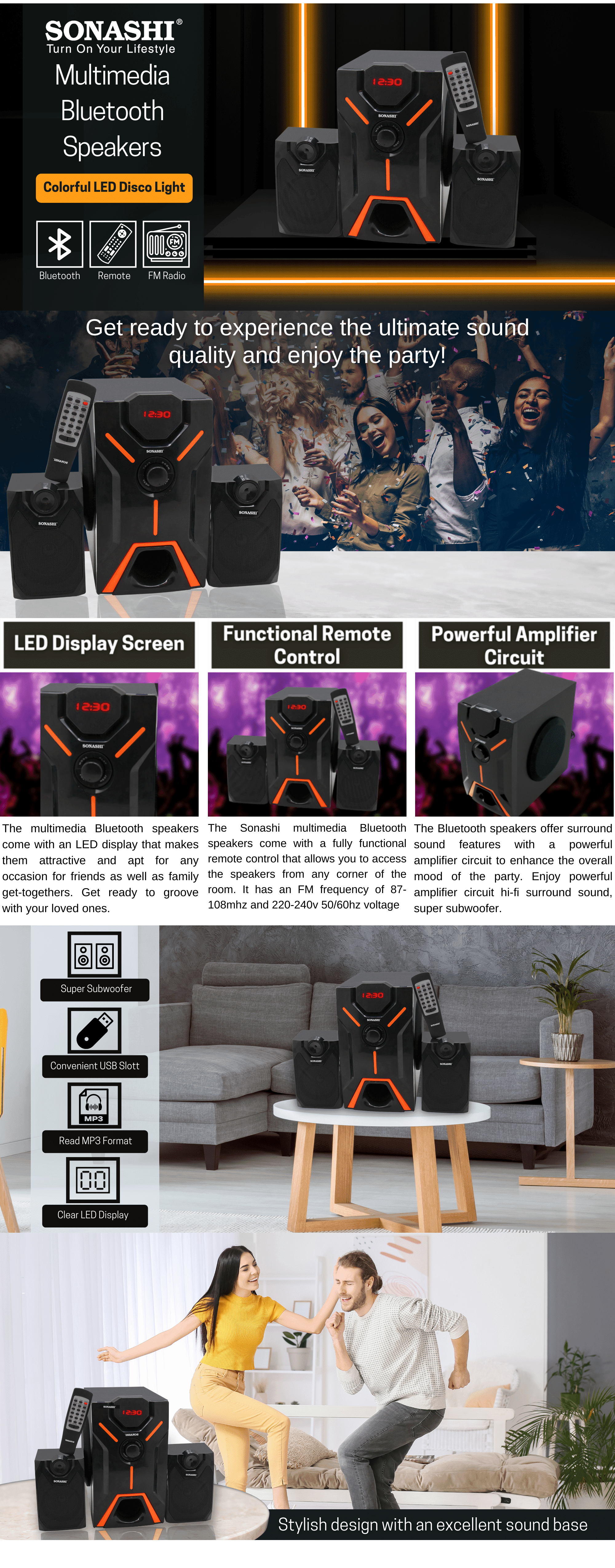Sonashi 2.1 Channel Multimedia Bluetooth Speakers SHS-2101USRB brochure