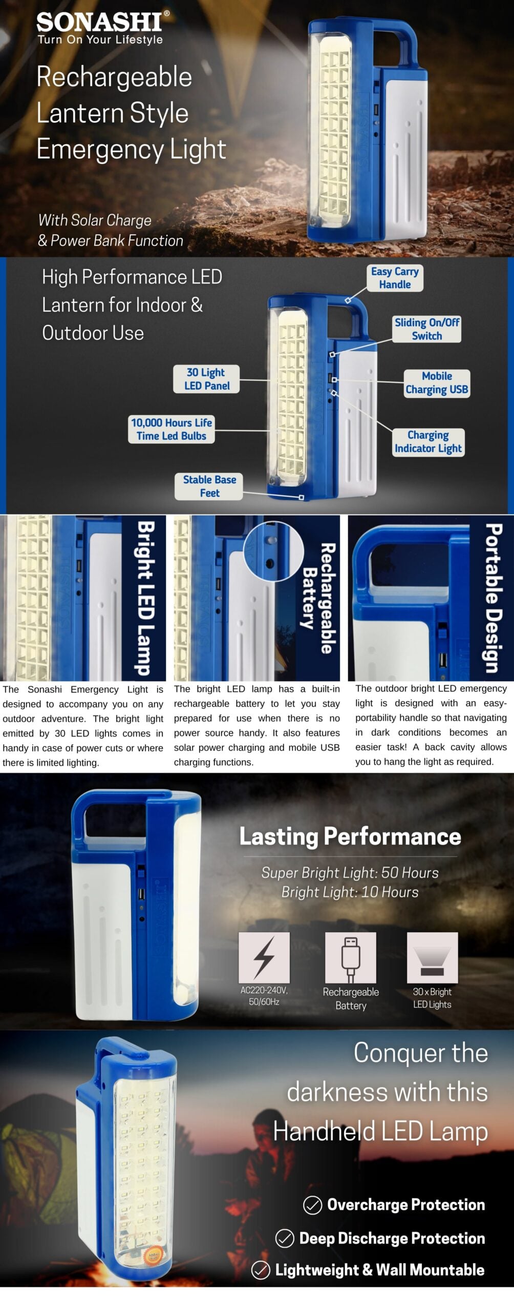 Sonashi Rechargeable Emergency Lantern SEL-702 brochure