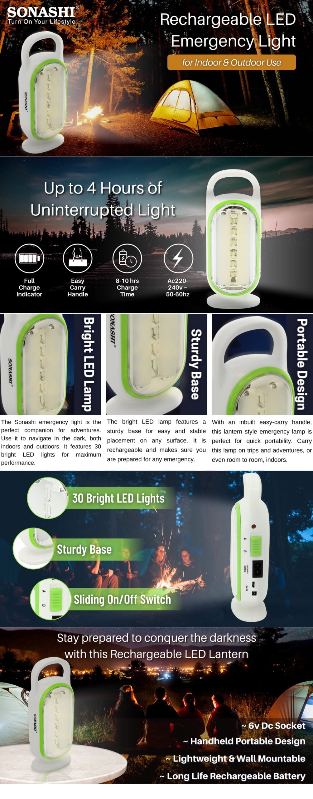 Sonashi Rechargeable Emergency Lantern SEL-703 brochure
