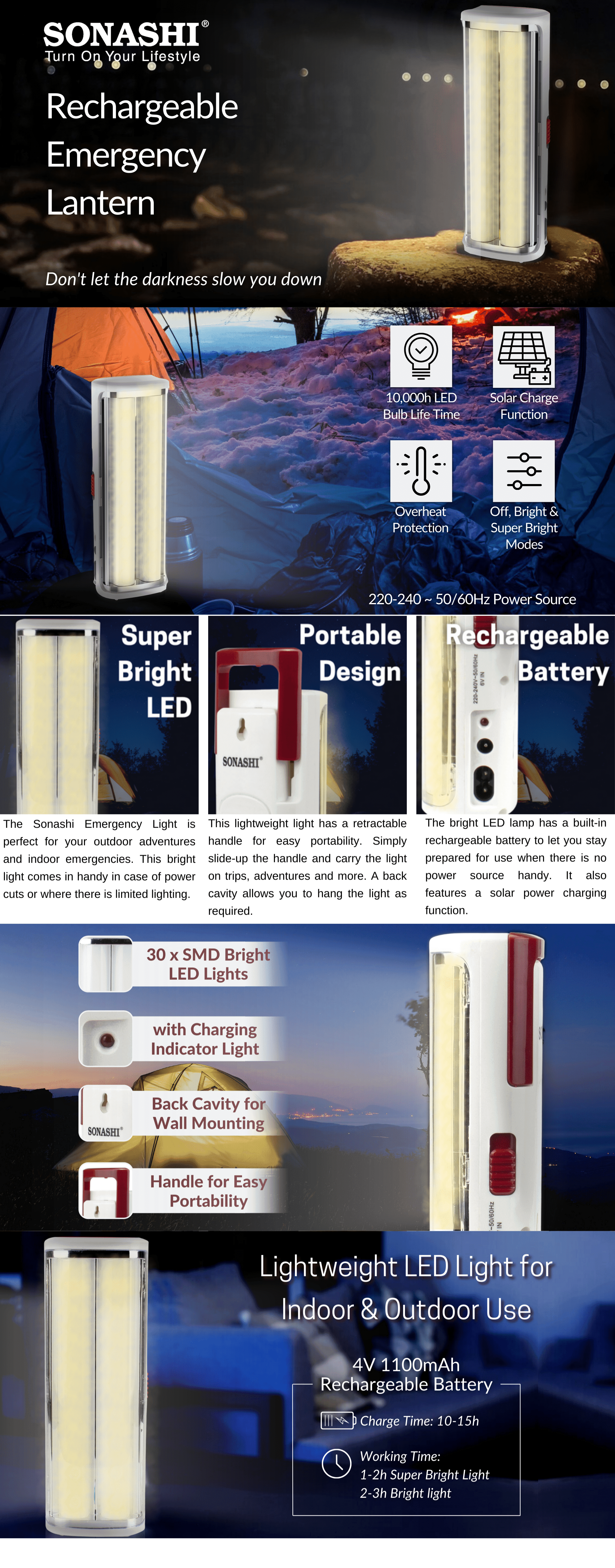 Sonashi Rechargeable Emergency Lantern SEL-719 brochure
