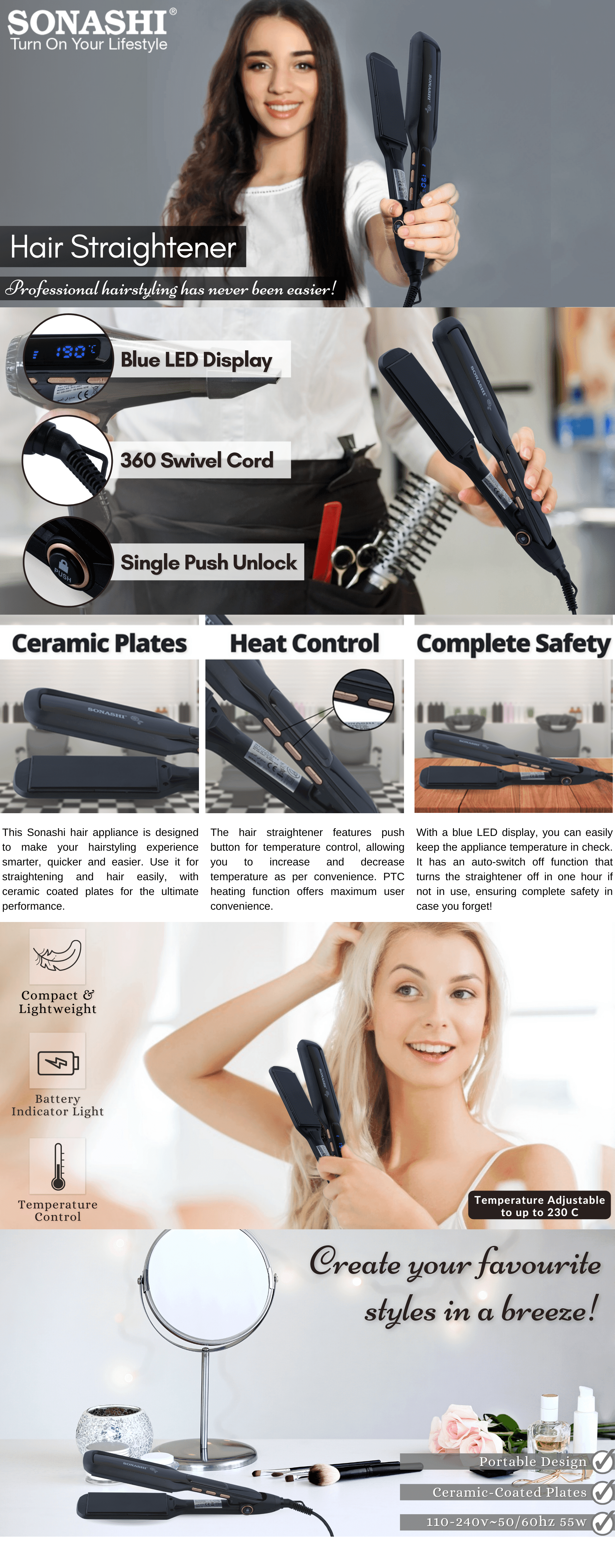 Sonashi Hair Straightener SHS-2081 brochure