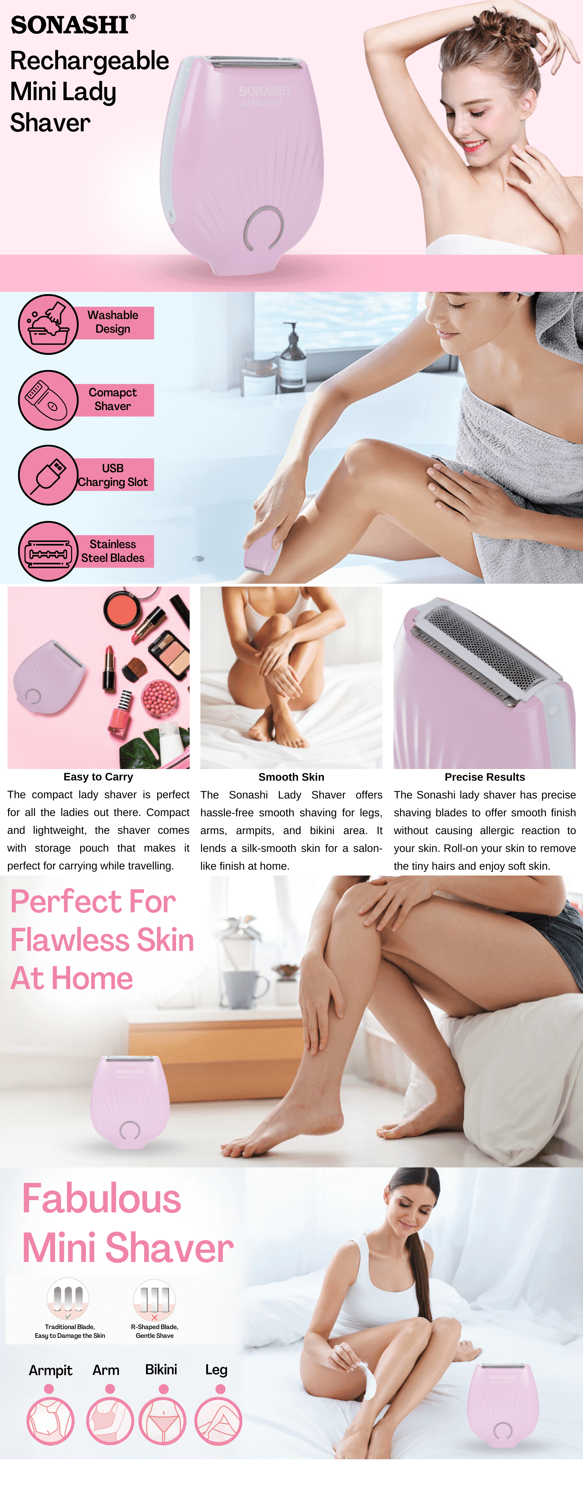 Sonashi Rechargeable Mini Lady Shaver SLD-815 brochure