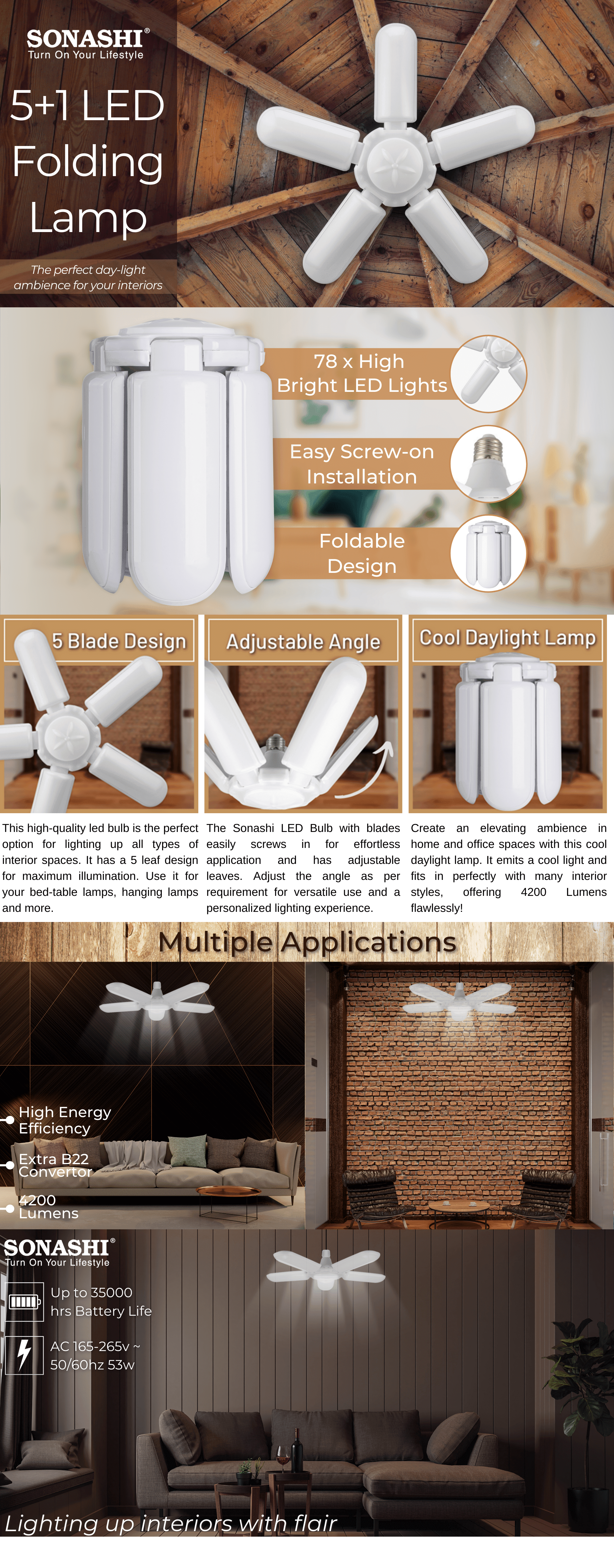 Sonashi 5+1 LED Folding Lamp SLB-125 brochure