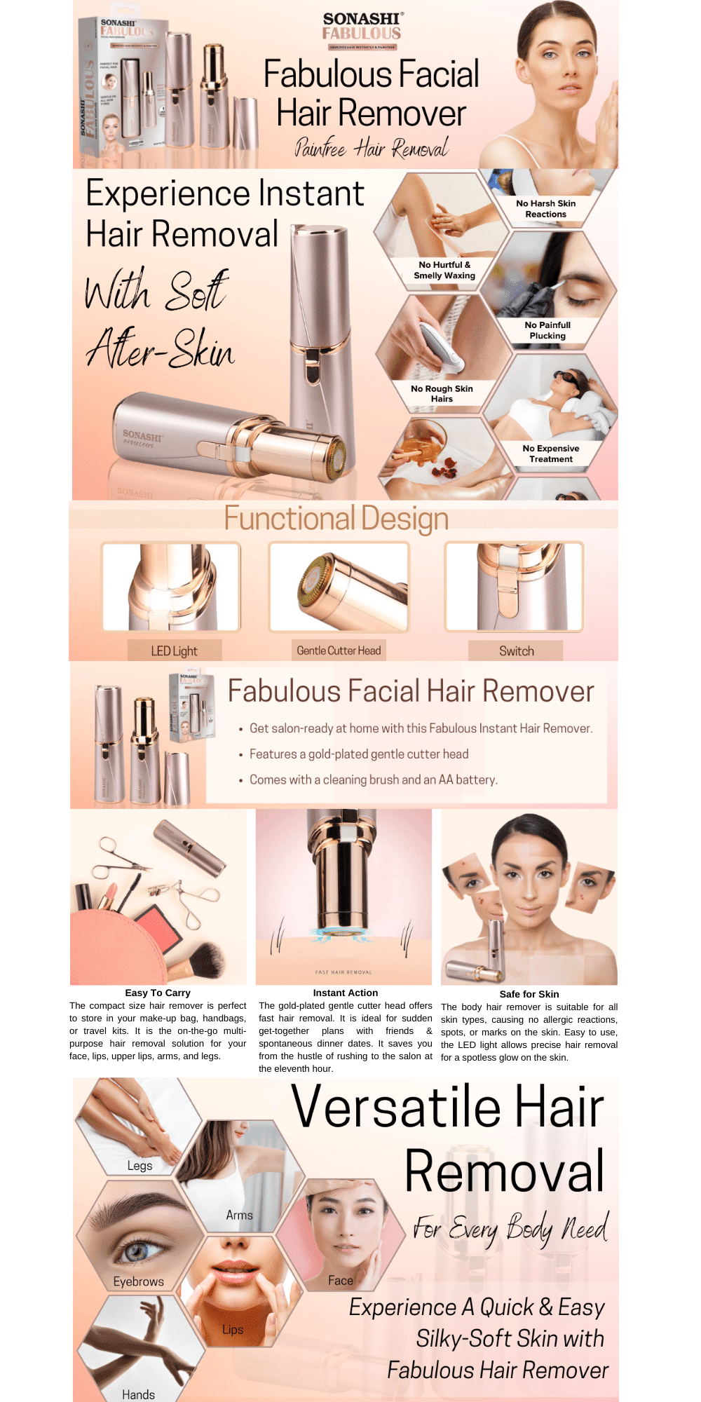 Sonashi Fabulous Facial Hair Remover SLD-822 brochure