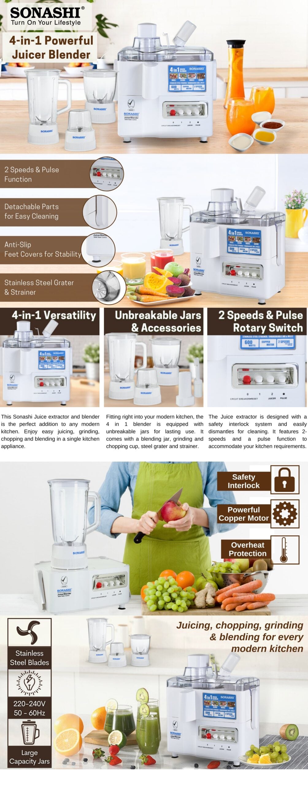 Sonashi 4 IN 1 Juicer/Blender SJB-309 brochure