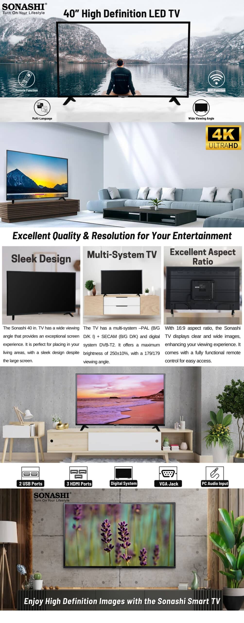 Sonashi 40-Inch LED TV with Smart Functions SLED-4008FHD brochure