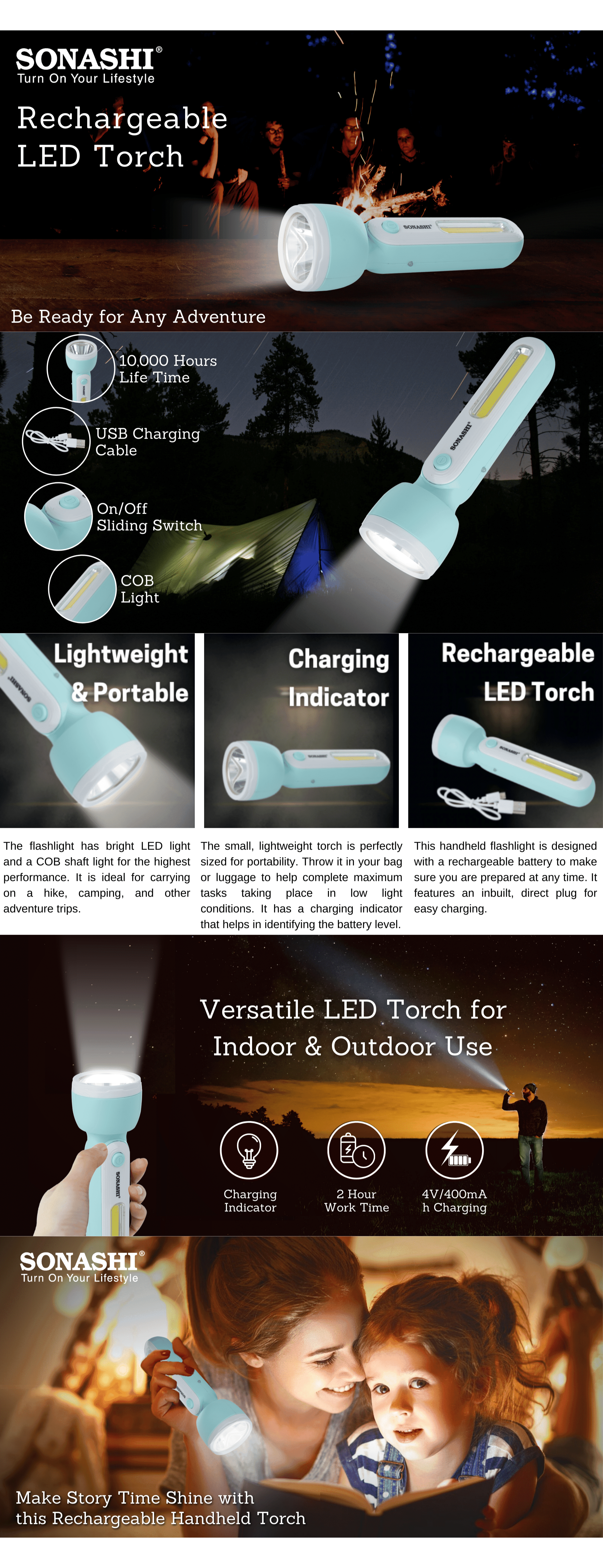 Sonashi Rechargeable LED Torch with Bright LED SPLT-108N brochure