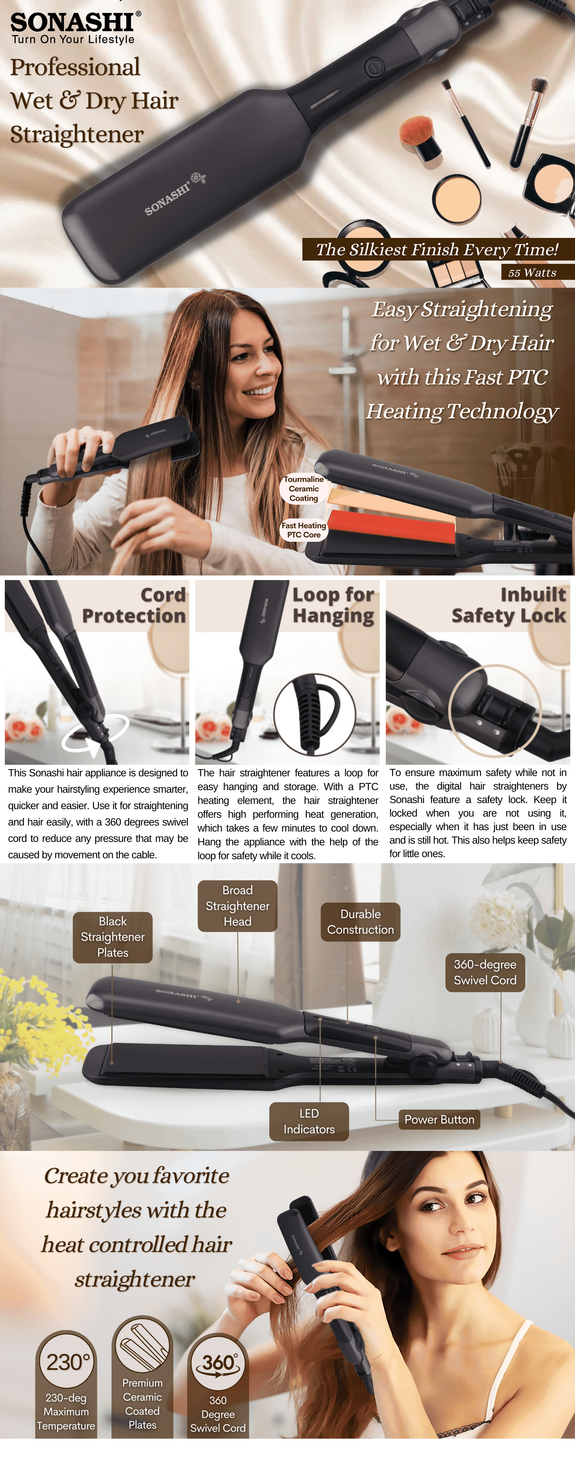 Sonashi Professional Hair Straightener SHS-2087 brochure