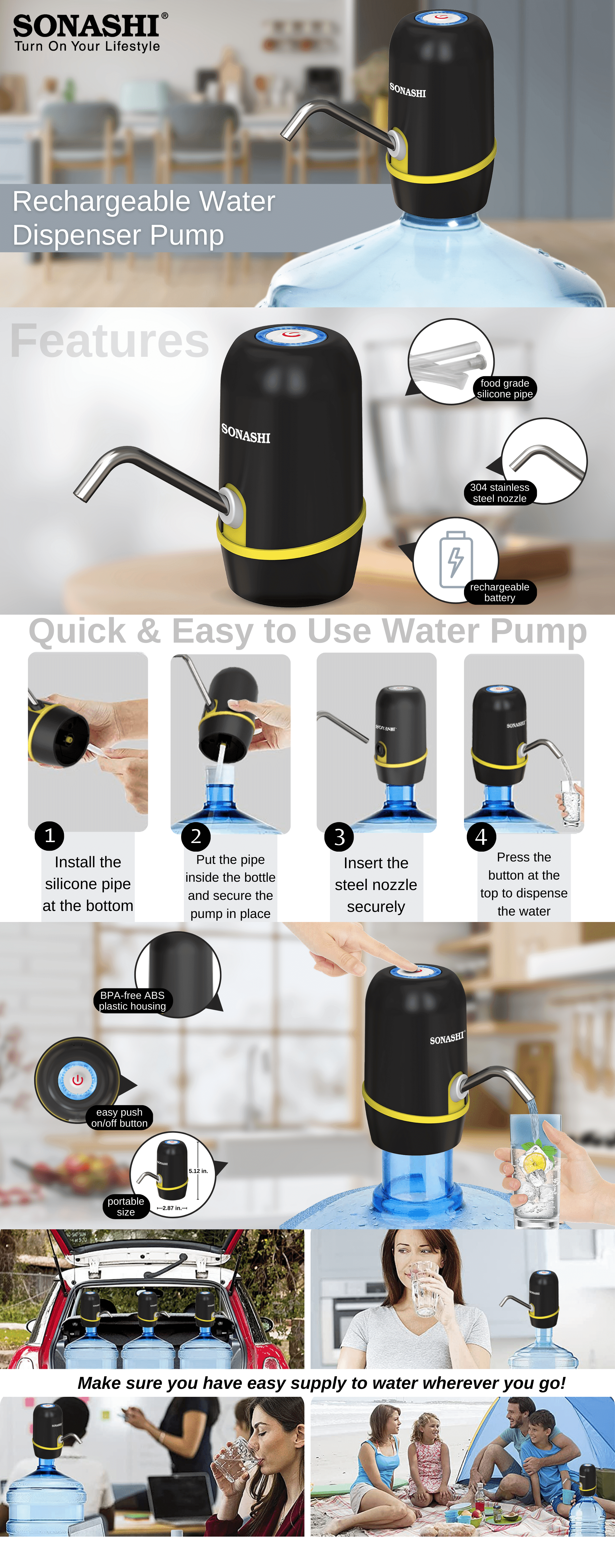 Sonashi Rechargeable Water Dispenser Pump SWP-55 brochure