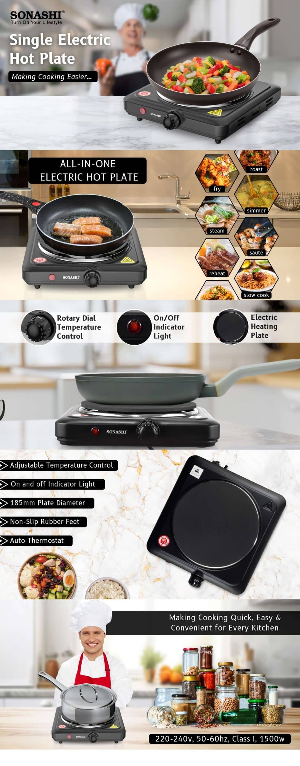 Sonashi Single Electric Hot Plate SHP-612N brochure