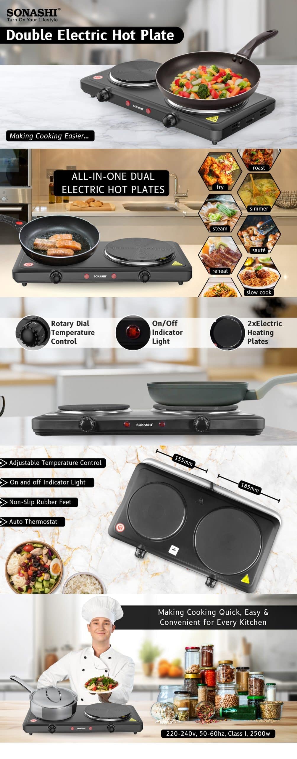 Sonashi Double Electric Hot Plate SHP-613N brochure