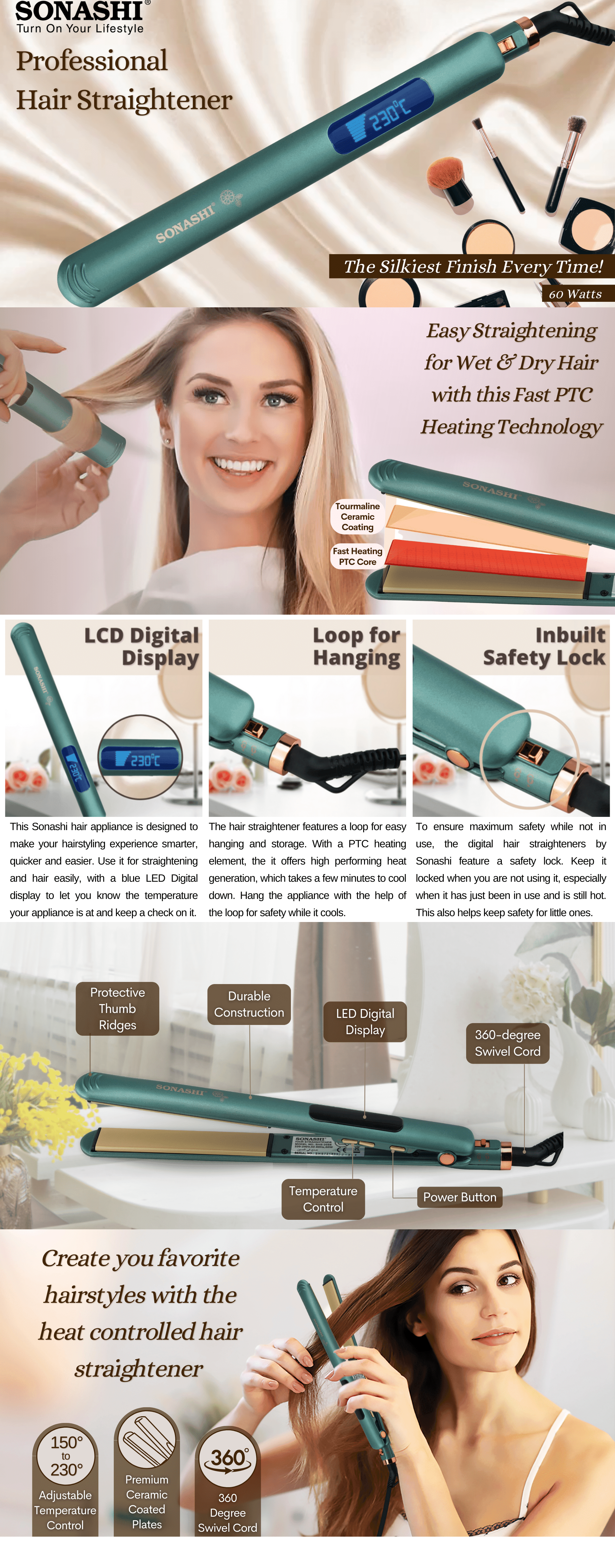 Sonashi Professional Hair Straightener SHS-2088 brochure