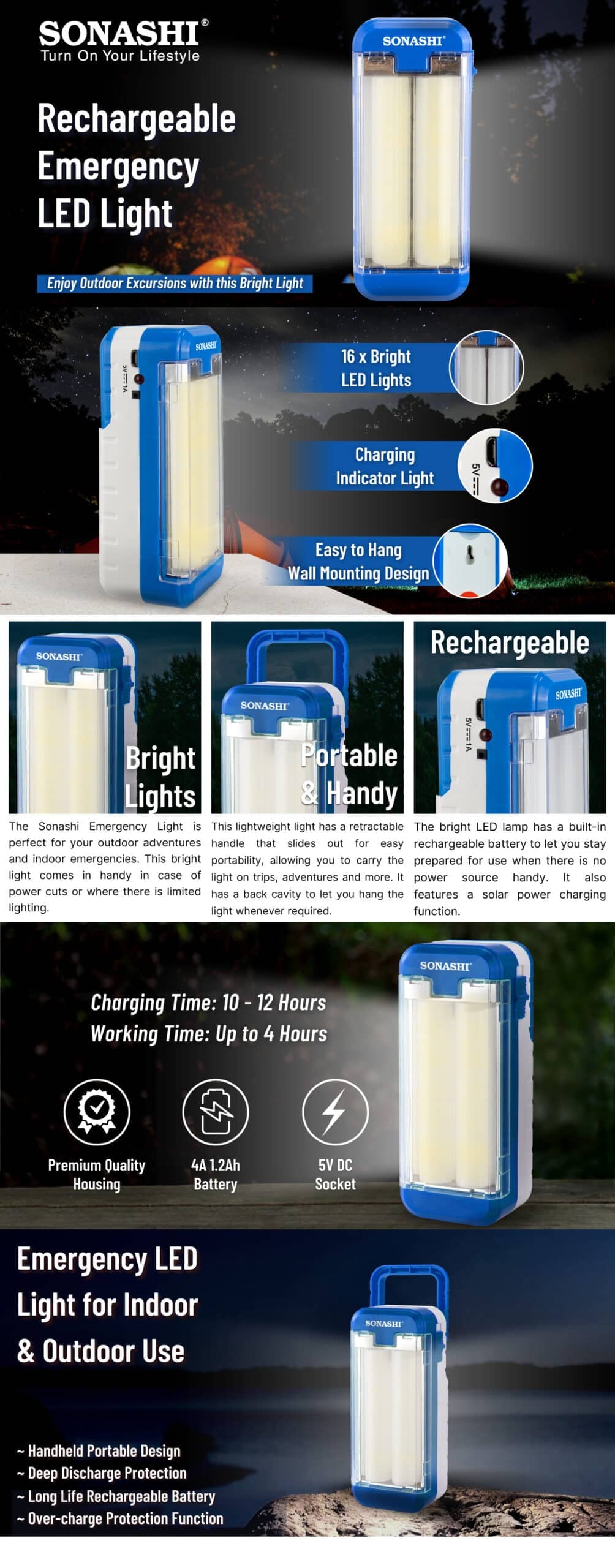 Sonashi Rechargeable Emergency Light SEL-726 brochure