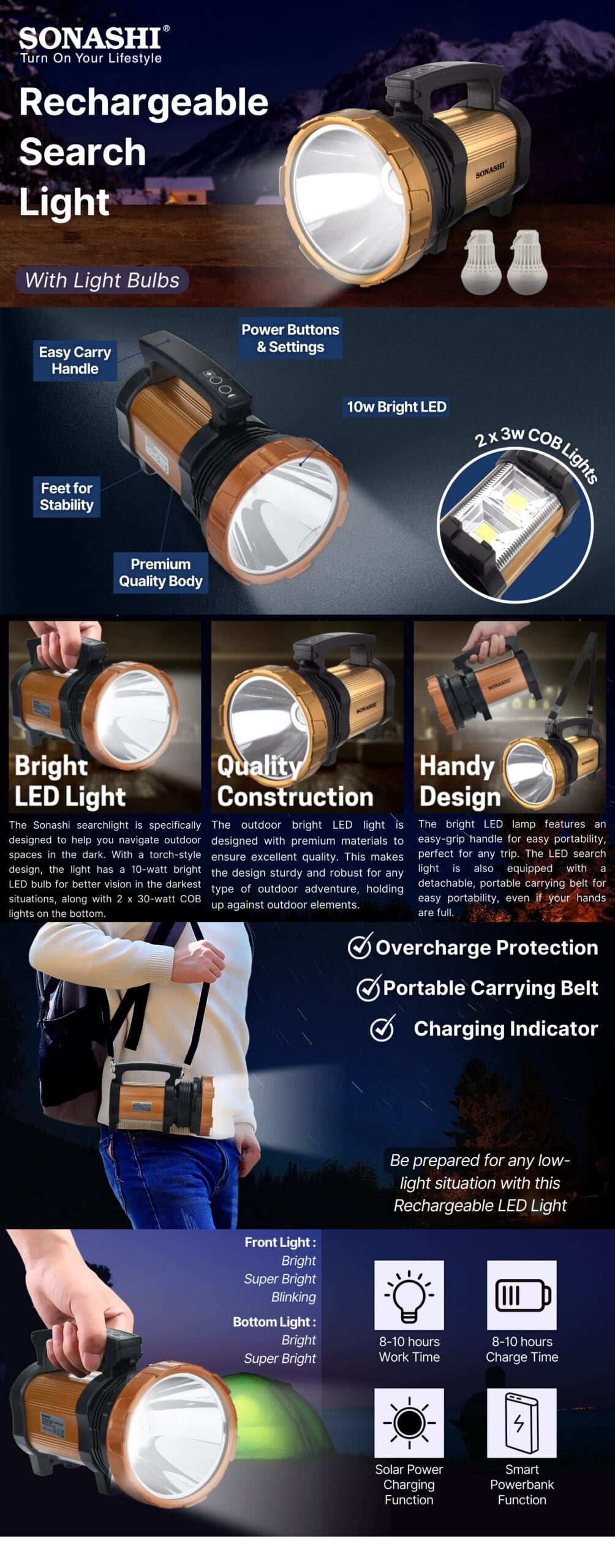 Sonashi Rechargeable Search Light With Bulb SSL-725B brochure