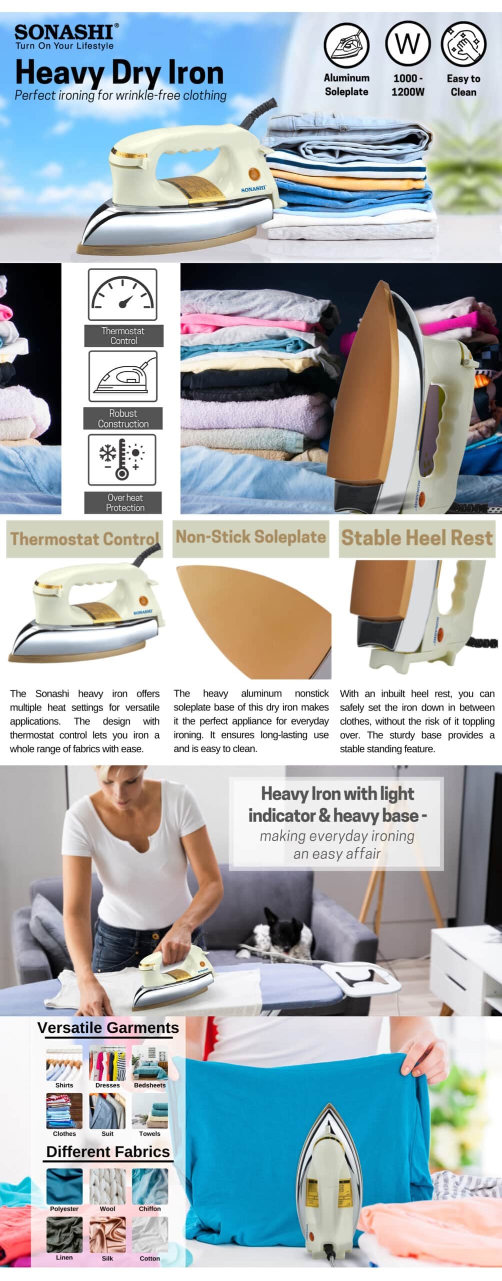 Sonashi Heavy Iron 1200 W SHI-6020 Off White/Gold brochure