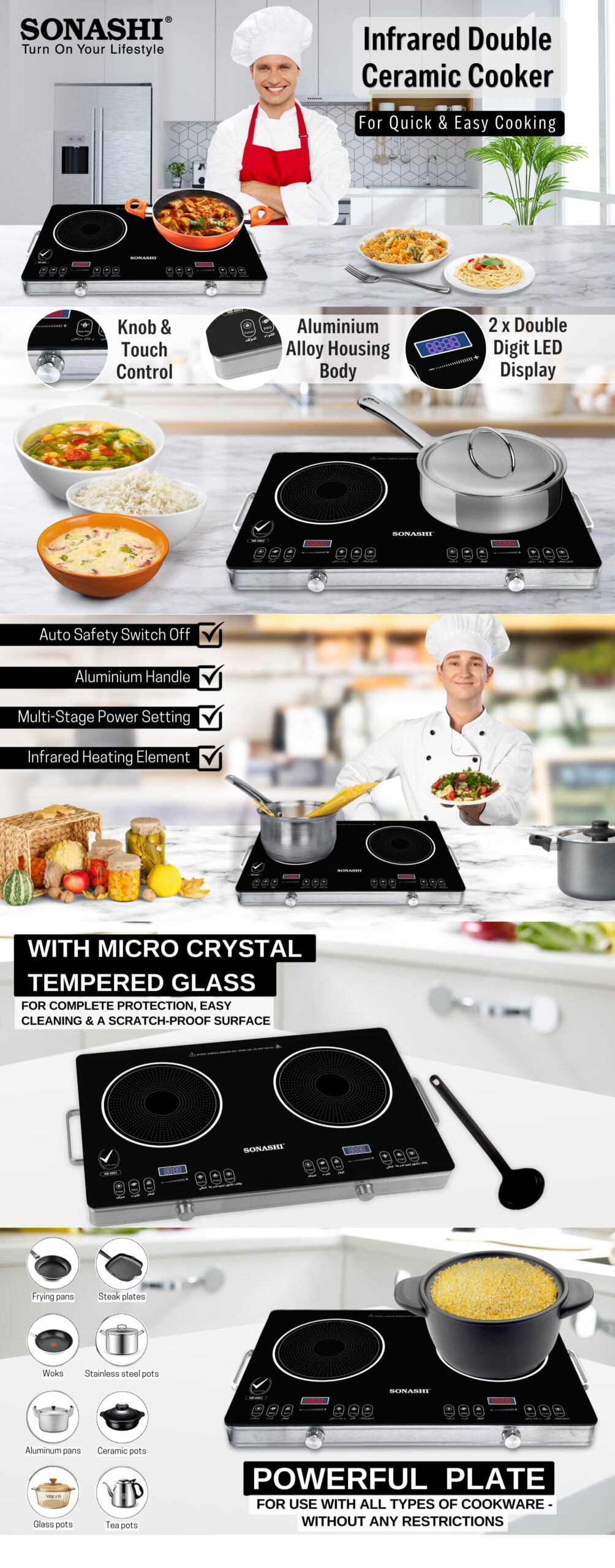 Sonashi Infrared Double Ceramic Cooker With LED Display & Touch Control SIS-017C Black brochure