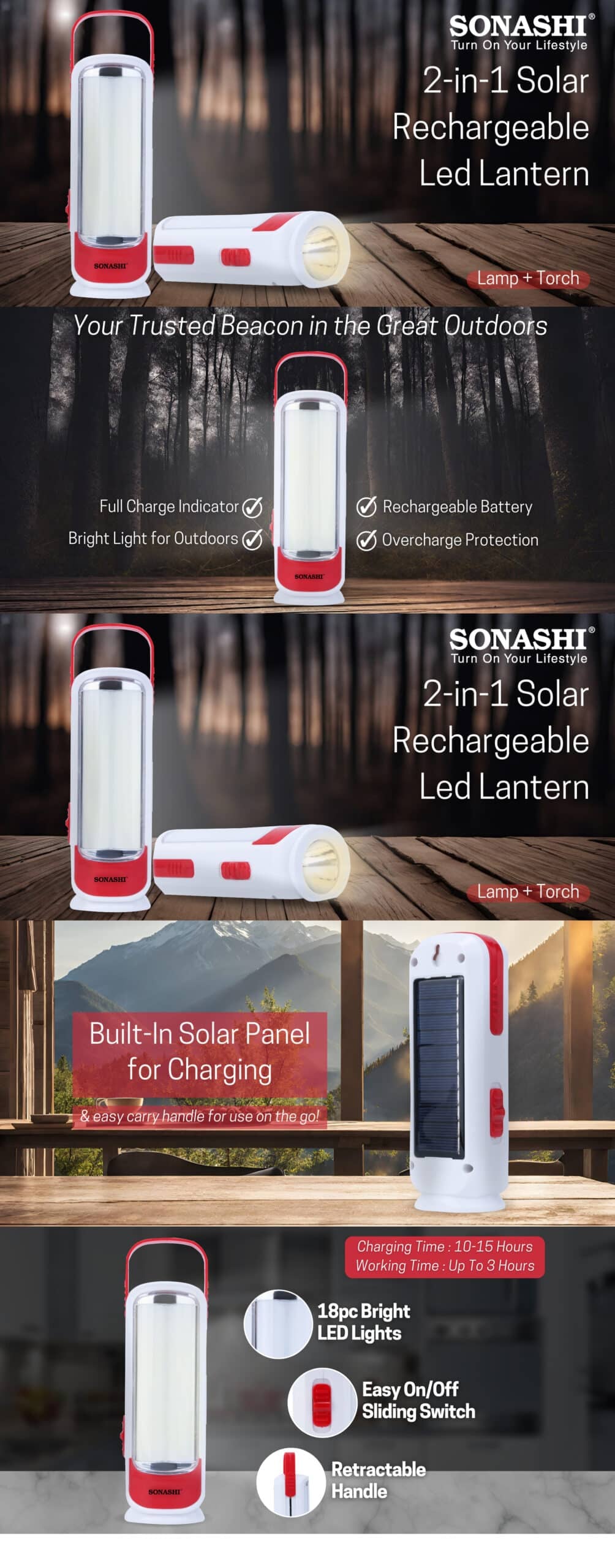Sonashi Rechargeable Emergency Lantern SEL-714S Red brochure