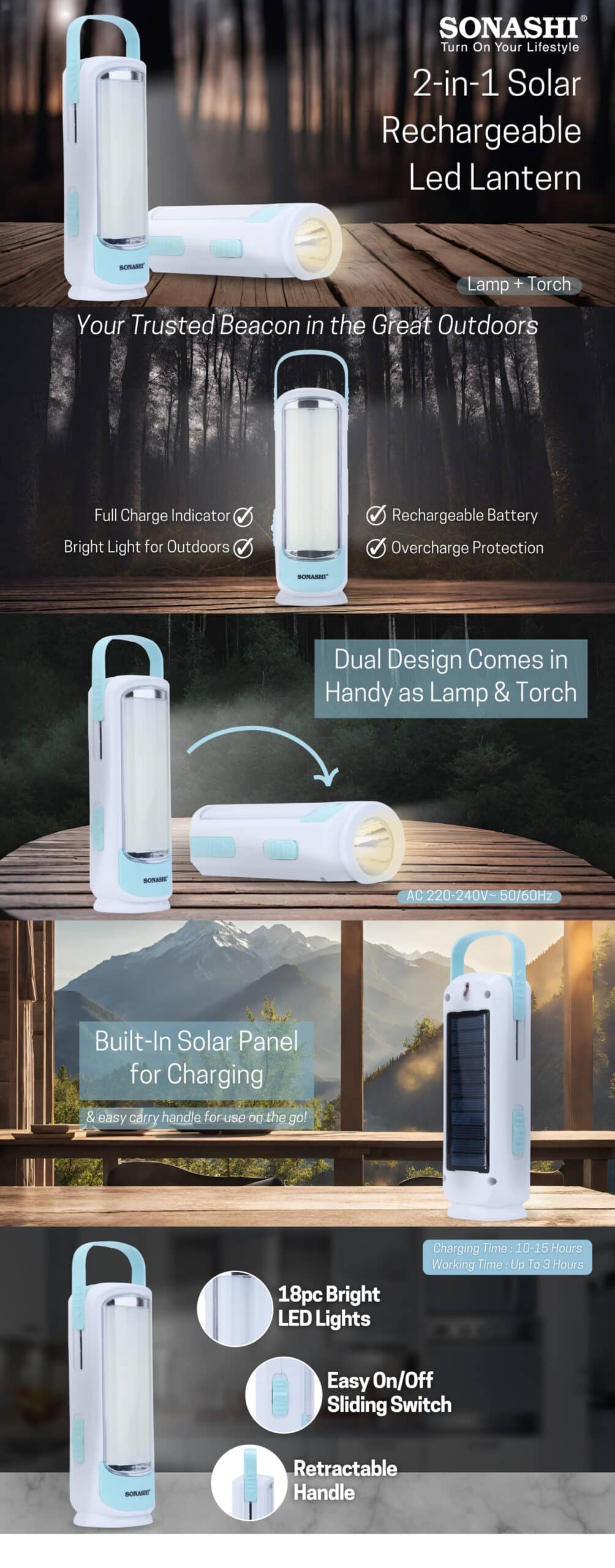 Sonashi Rechargeable Emergency Lantern SEL-714S Green brochure