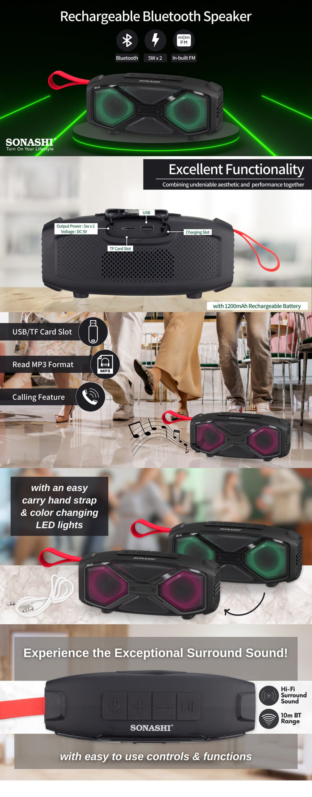 Sonashi Rechargeable Bluetooth Speaker SBS-722 brochure
