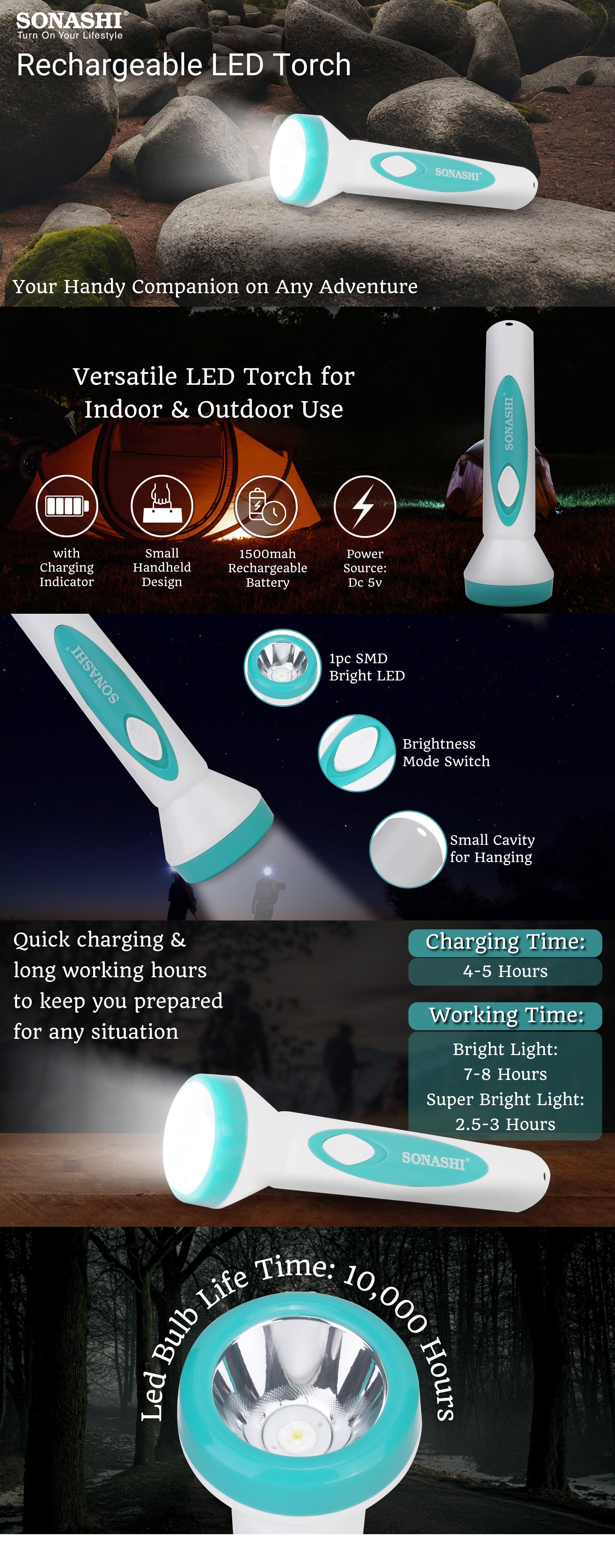Sonashi Rechargeable LED Torch SPLT-116U brochure