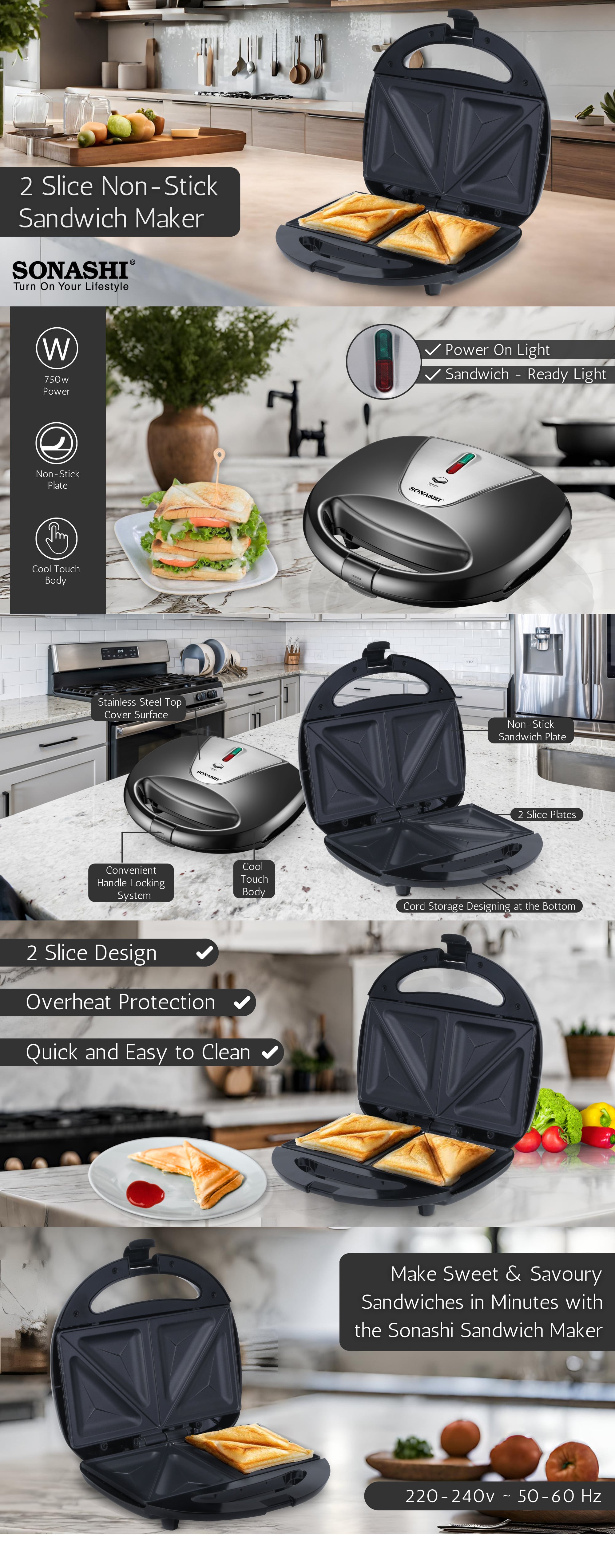 Sonashi 2 Slice Sandwich Maker SSM-884 brochure