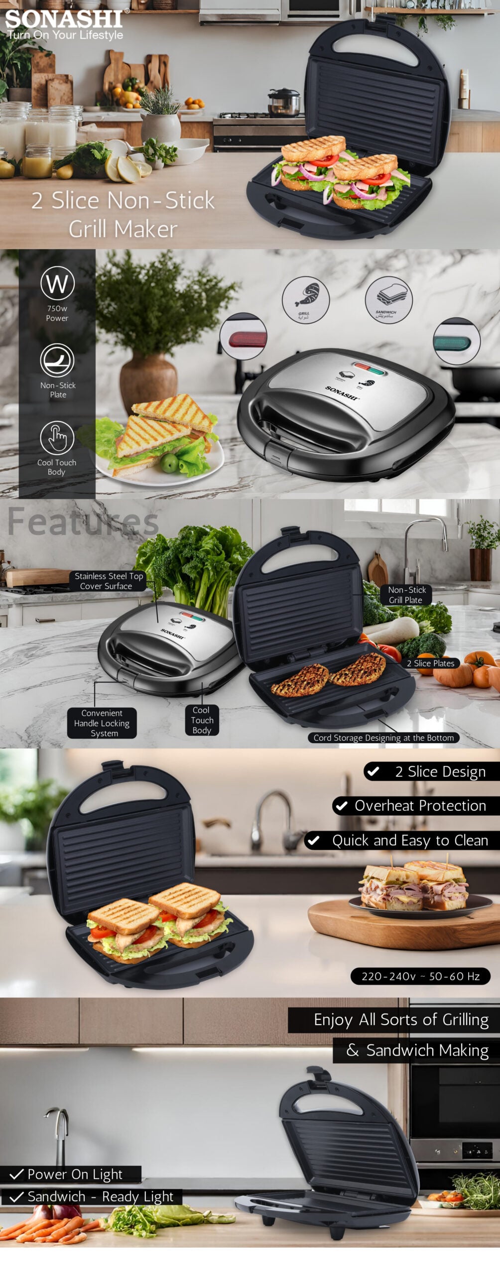 Sonashi 2 Slice Grill Maker - SGT-883 brochure