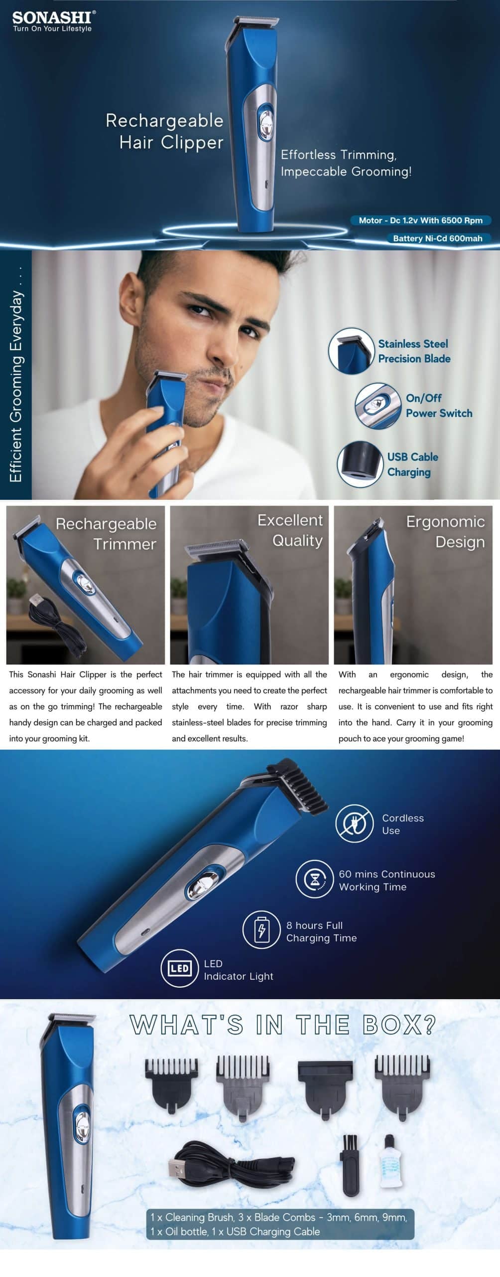 Sonashi Rechargeable Hair Clipper - SHC-1033N brochure