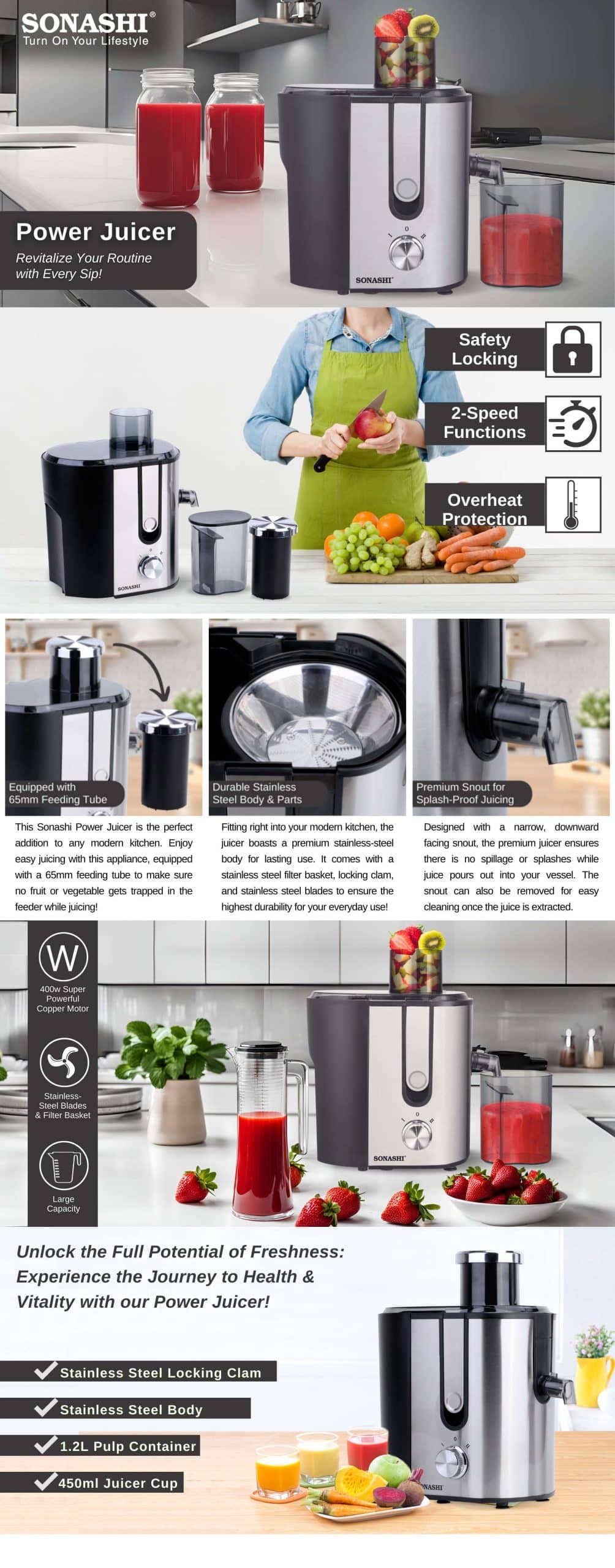 Sonashi Power Juicer - SPJ-507 brochure