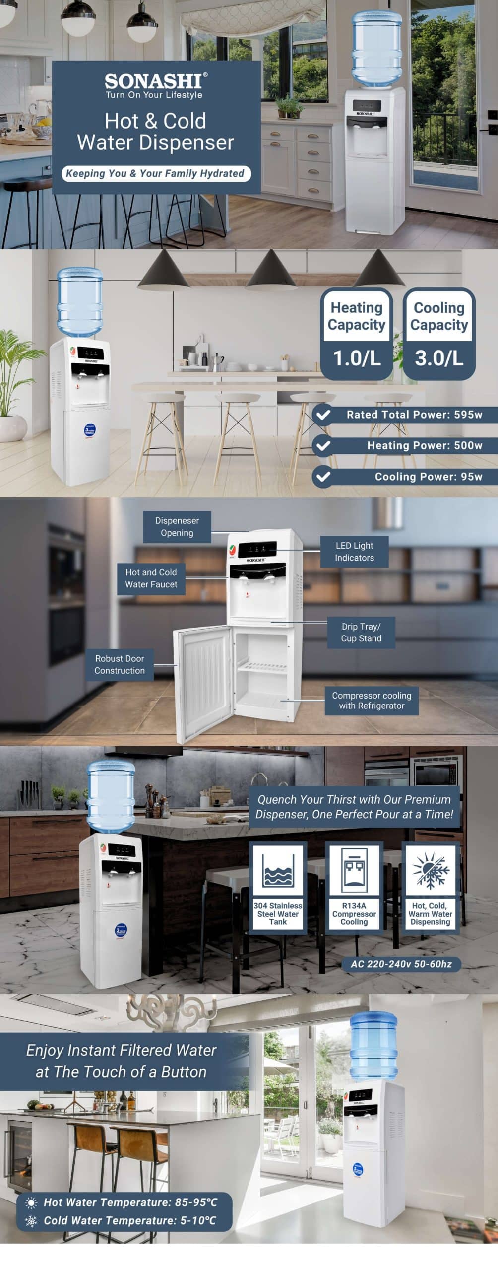 Sonashi Free Standing Water Dispenser SWD-43N brochure