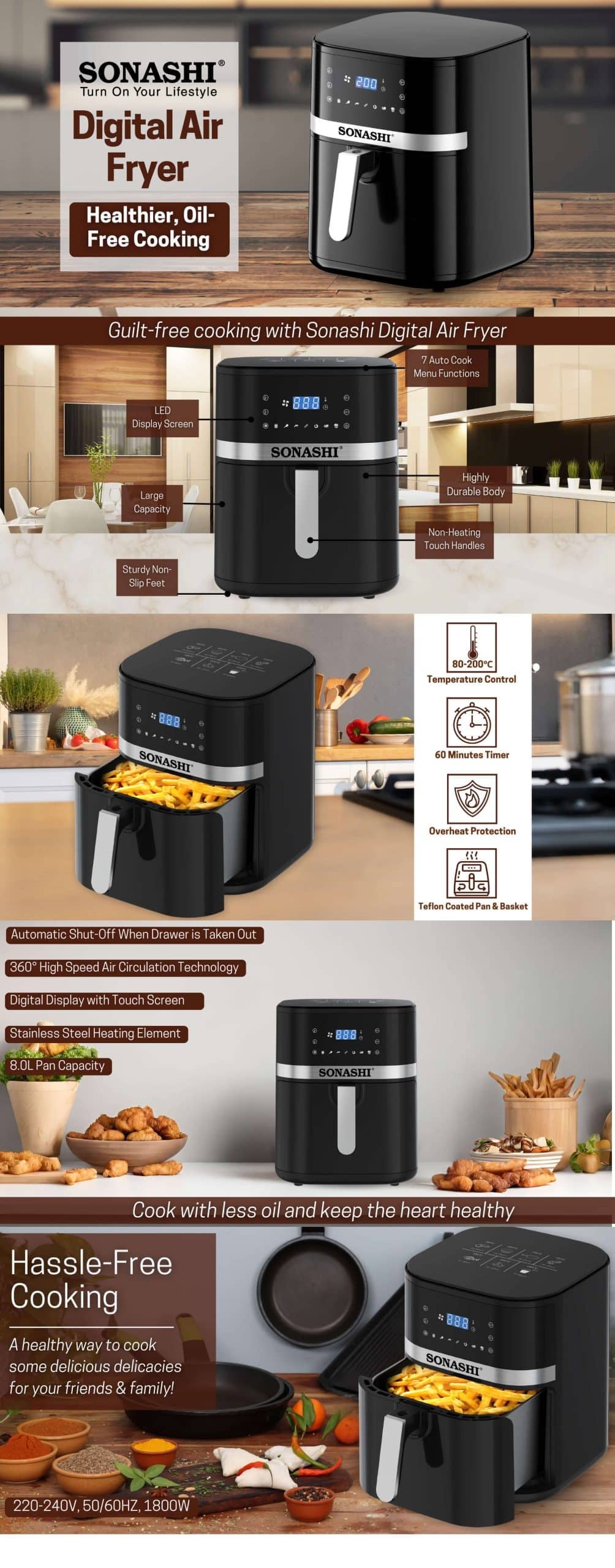 Sonashi Digital Air Fryer SAF-800N brochure