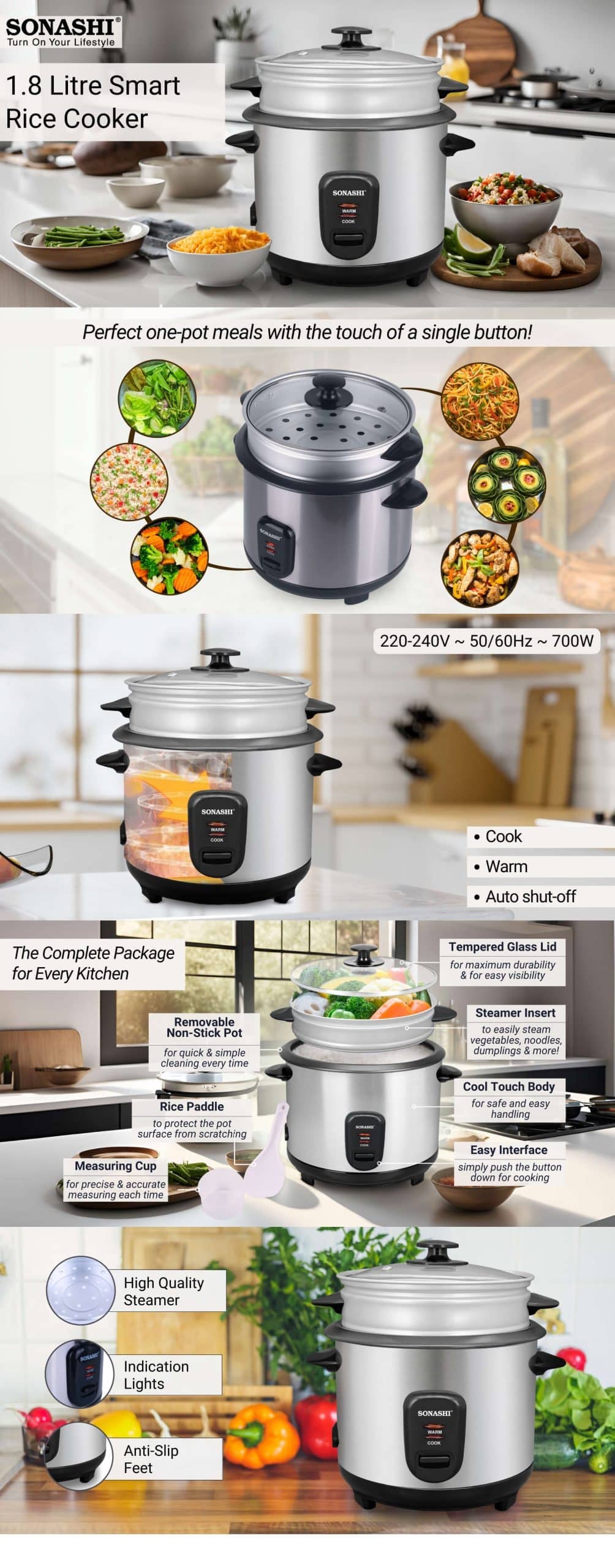 Sonashi Rice Cooker with Steamer SRC-418 brochure