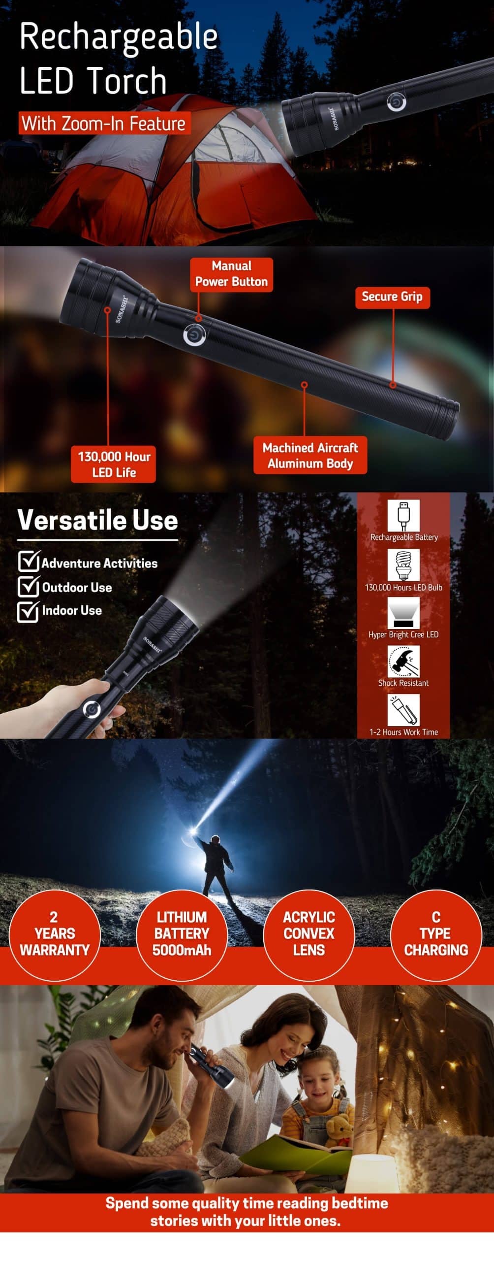 Sonashi Rechargeable LED Torch SLT-385N brochure