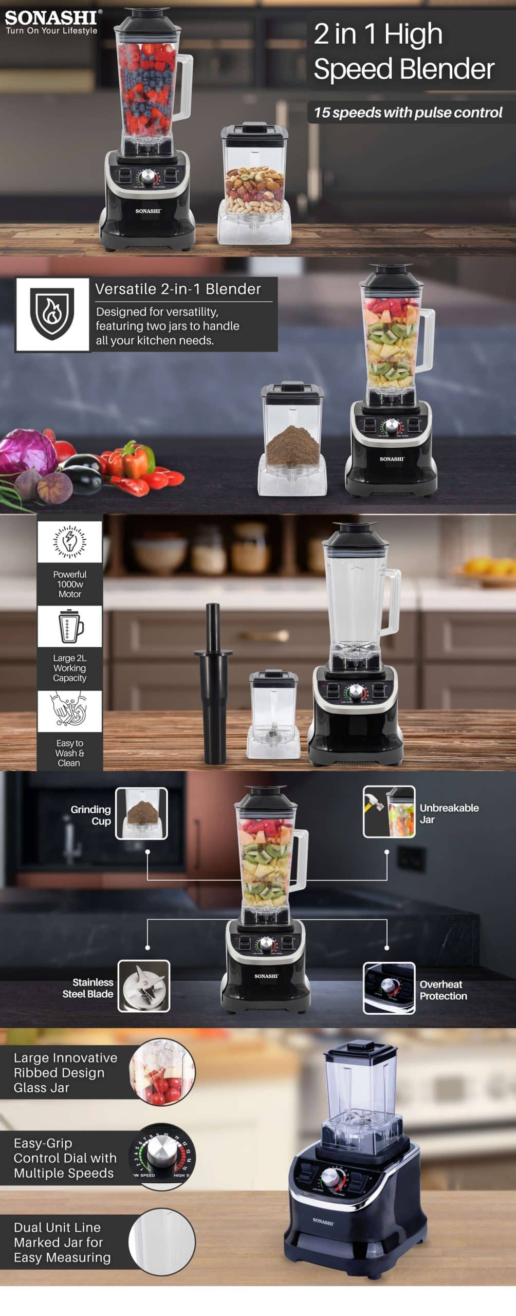 Sonashi 2 in 1 High Speed Blender SB-197 brochure