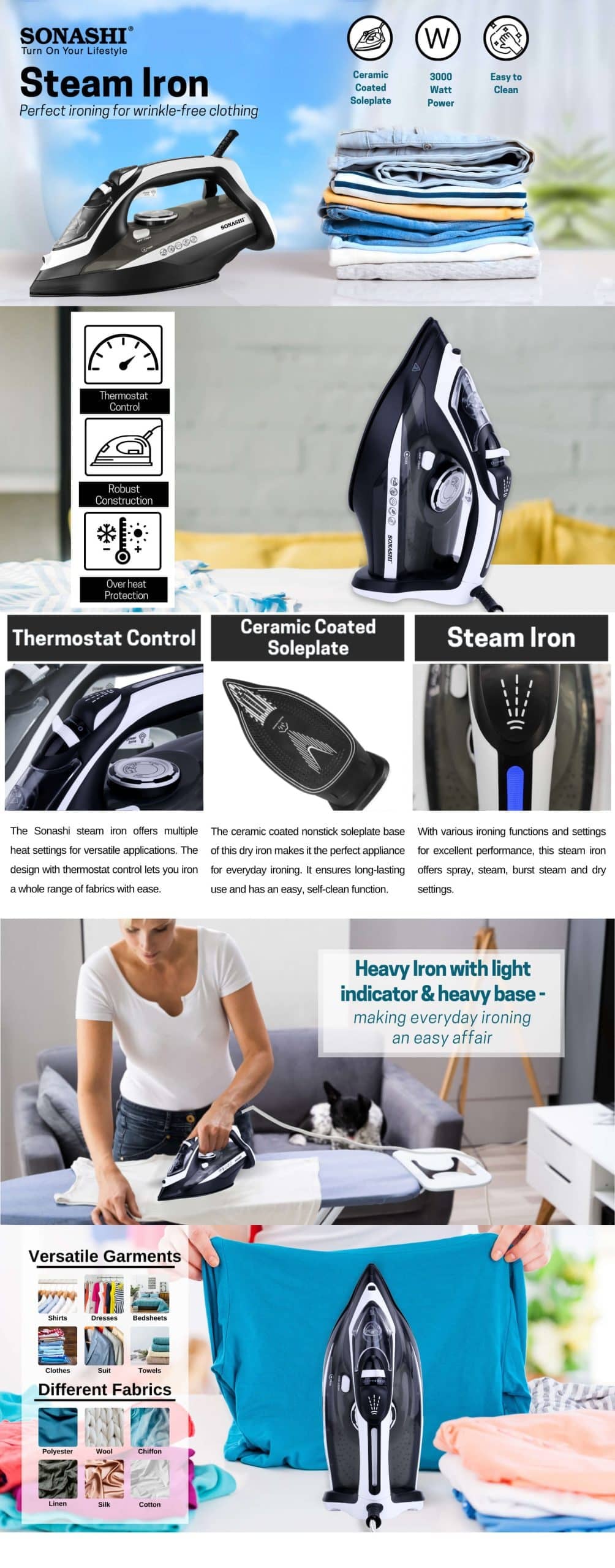 Sonashi Steam Iron SI-5082C Black brochure