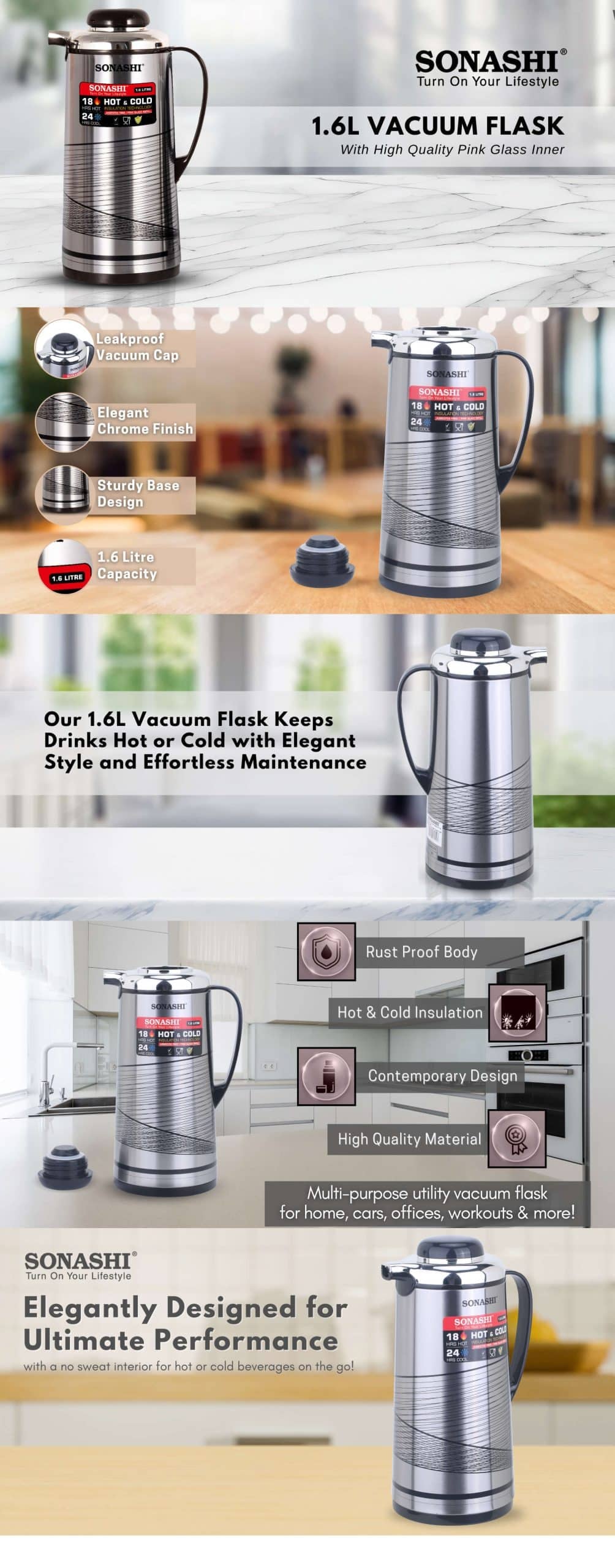 Sonashi 1.6L Vacuum Flask SVF-1600 brochure