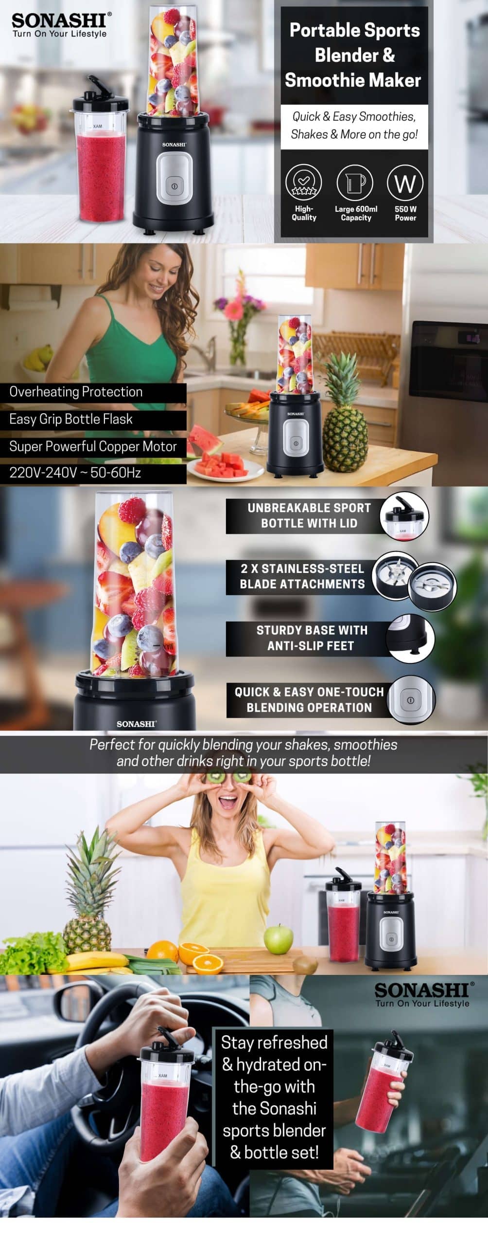 Sonashi Portable Sports Blender and Smoothie Maker SB-200 brochure