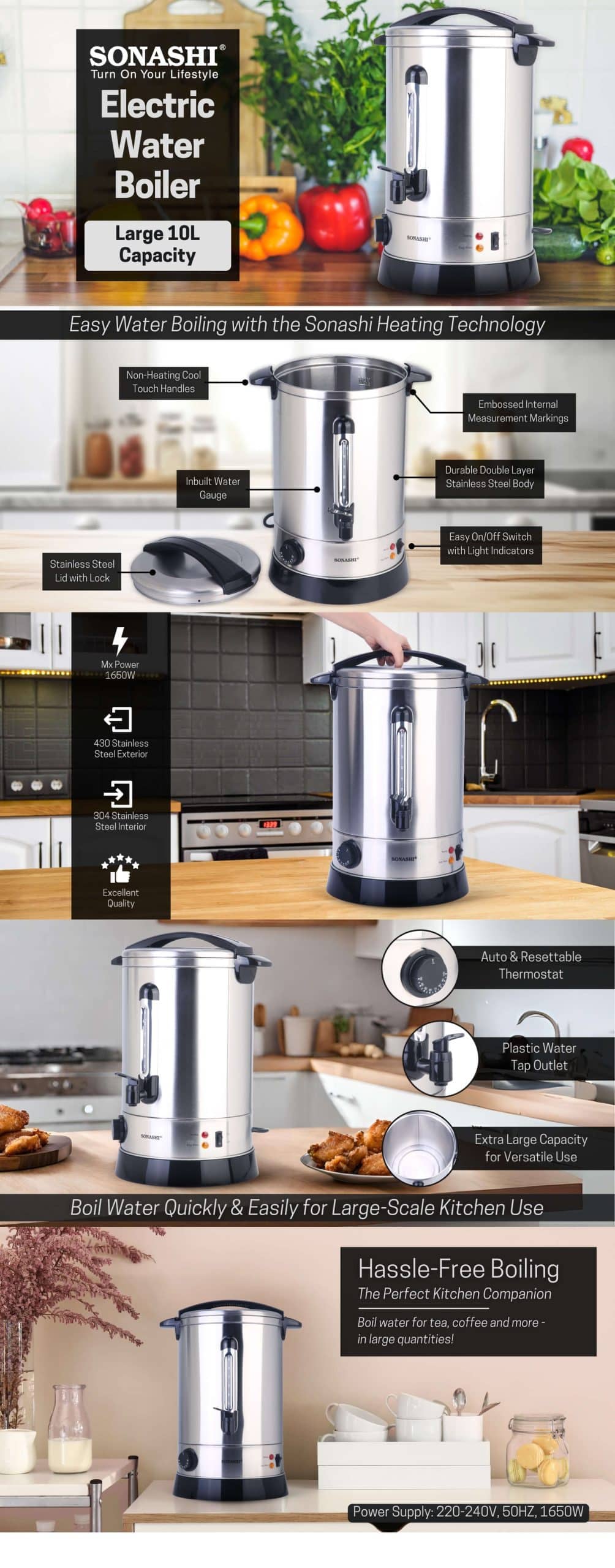 Sonashi Electric Water Boiler 10L SEWB-10 brochure