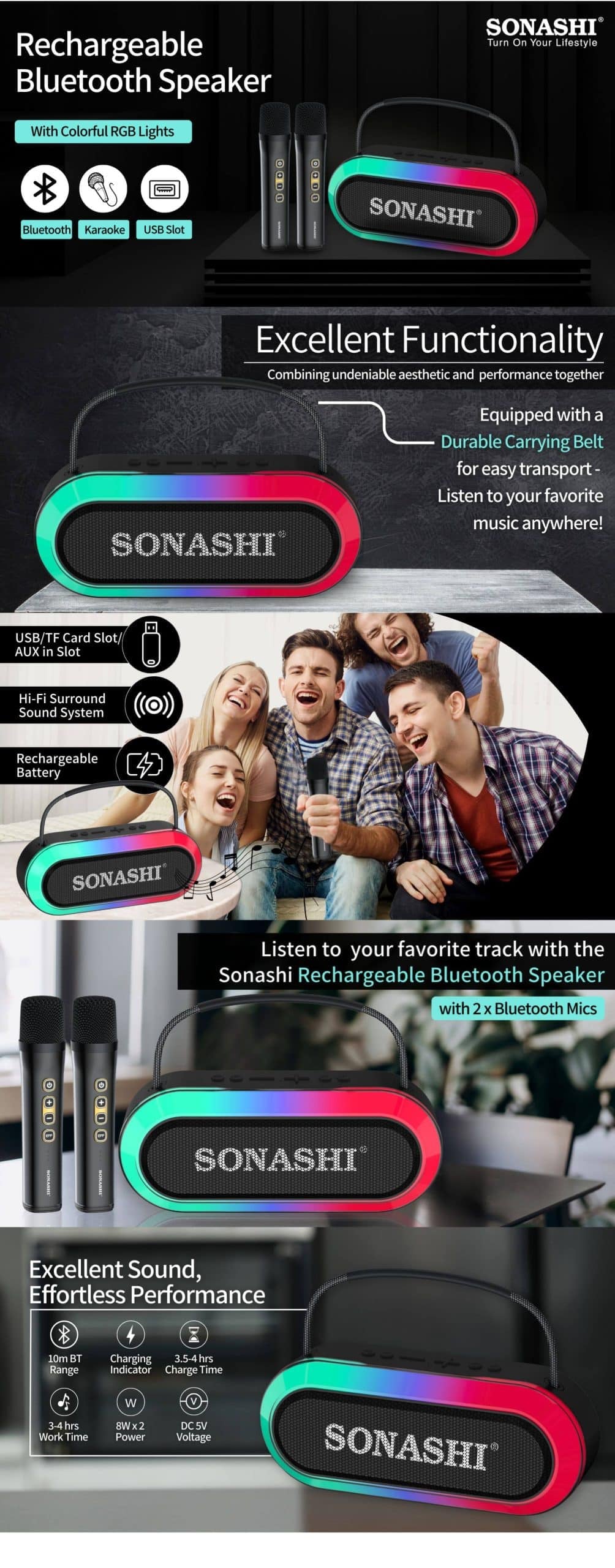 Sonashi Rechargeable Bluetooth Speaker SBS-724 brochure